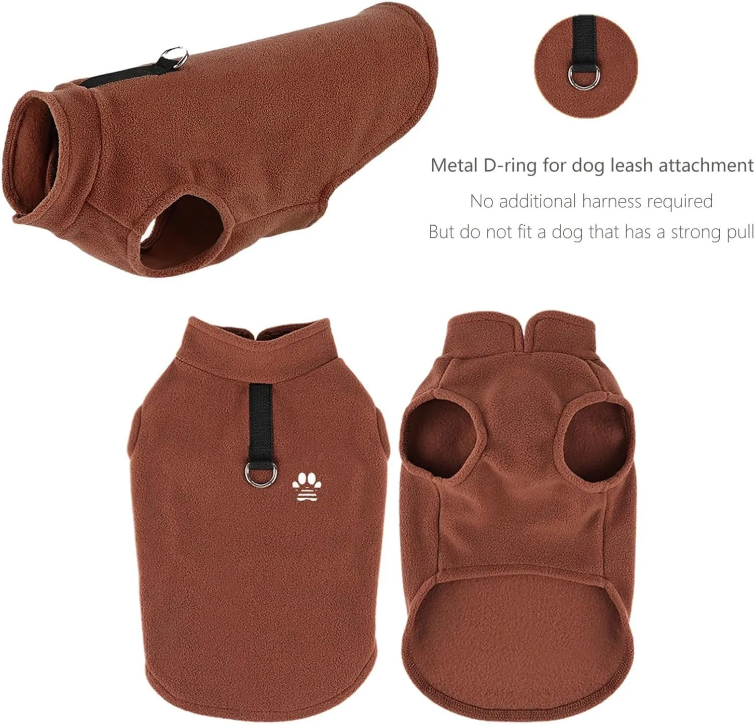2 Pack Dog Sweater Fleece Vest Pet Warm Pullover Fleece Jacket with D-Ring, Fall Winter Dog Clothes Cold Weather Coat for Puppy and Small Dogs Unisex (Green Brown, Medium)