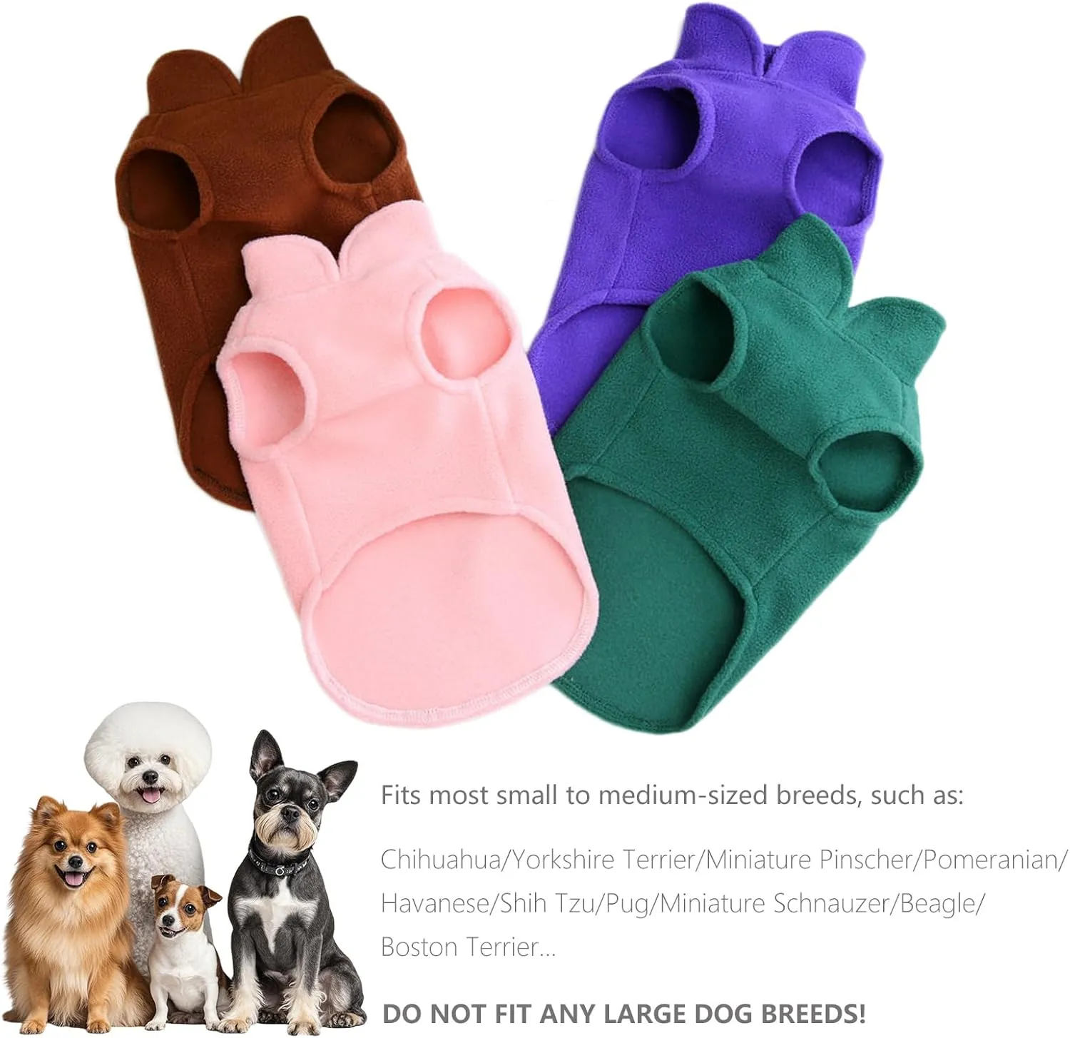 2 Pack Dog Sweater Fleece Vest Pet Warm Pullover Fleece Jacket with D-Ring, Fall Winter Dog Clothes Cold Weather Coat for Puppy and Small Dogs Unisex (Pink Purple, Medium)