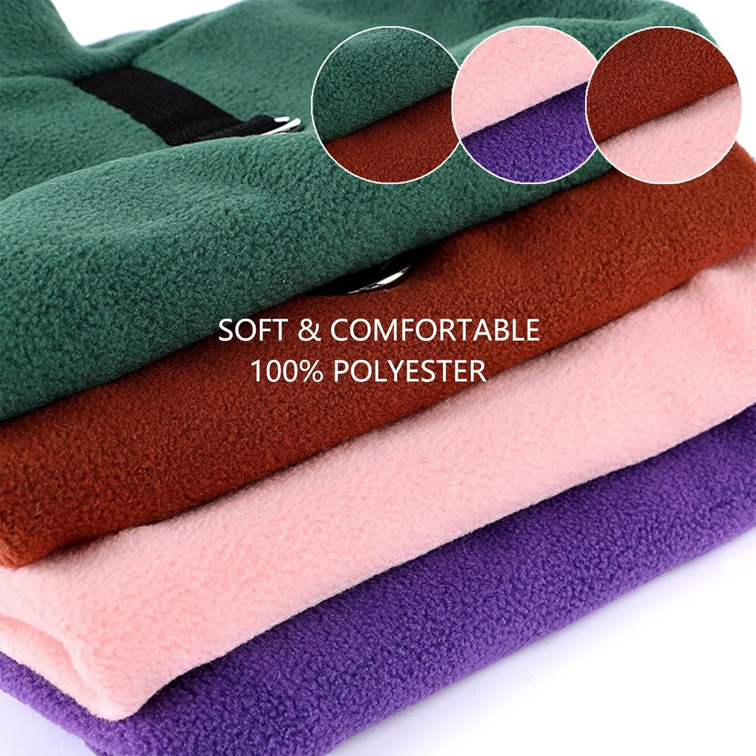 2 Pack Dog Sweater Fleece Vest Pet Warm Pullover Fleece Jacket with D-Ring, Fall Winter Dog Clothes Cold Weather Coat for Puppy and Small Dogs Unisex (Pink Purple, Medium)