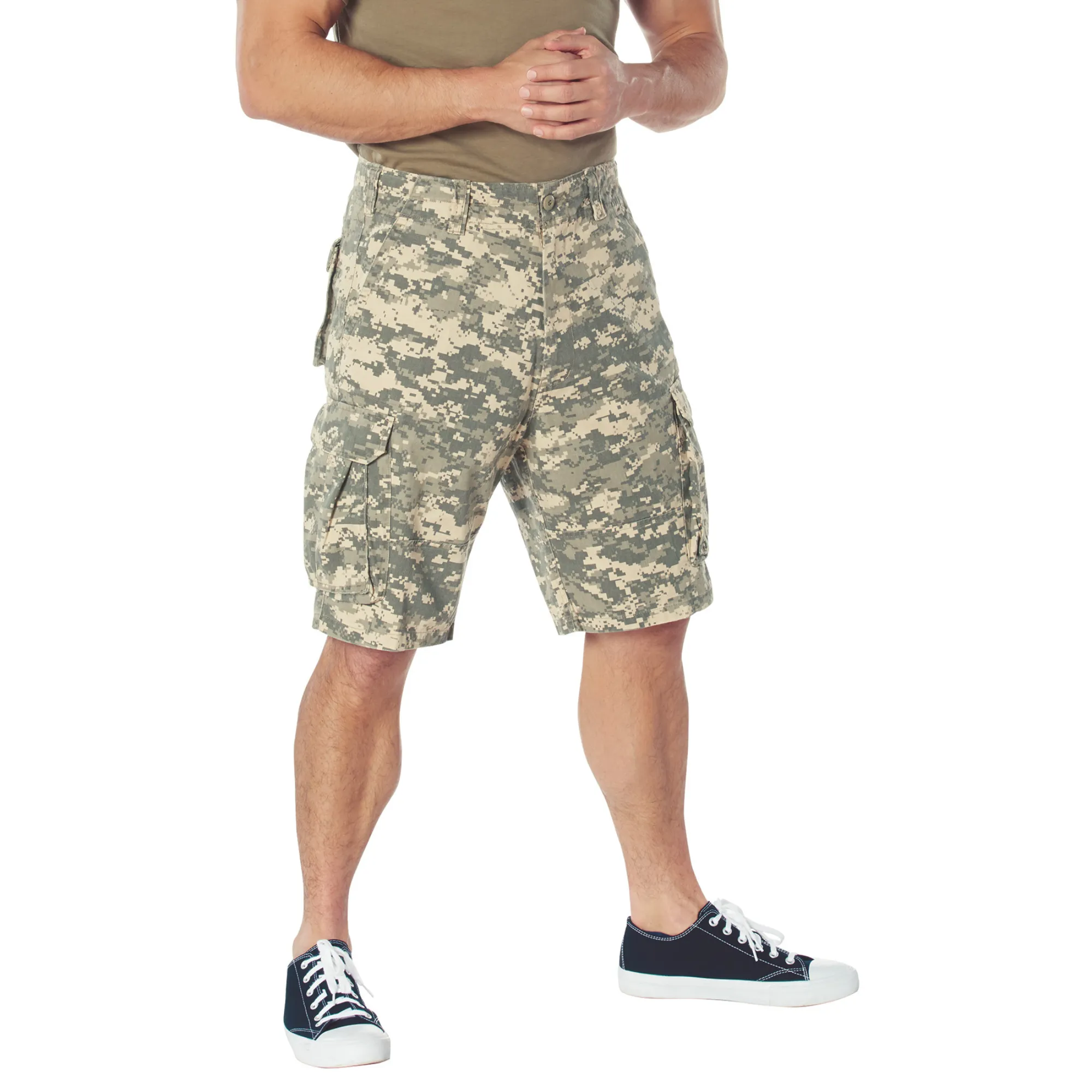 ACU Digital Camouflage - Tactical Vintage Paratrooper BDU Cargo Shorts - Poly Cotton - Zipper Fly