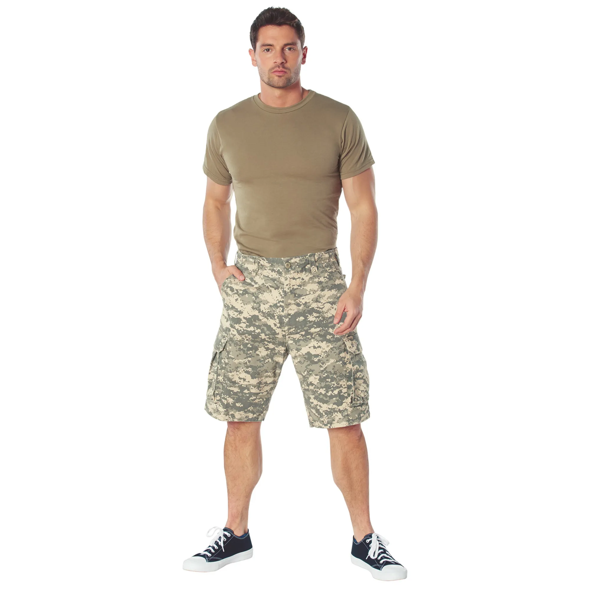 ACU Digital Camouflage - Tactical Vintage Paratrooper BDU Cargo Shorts - Poly Cotton - Zipper Fly