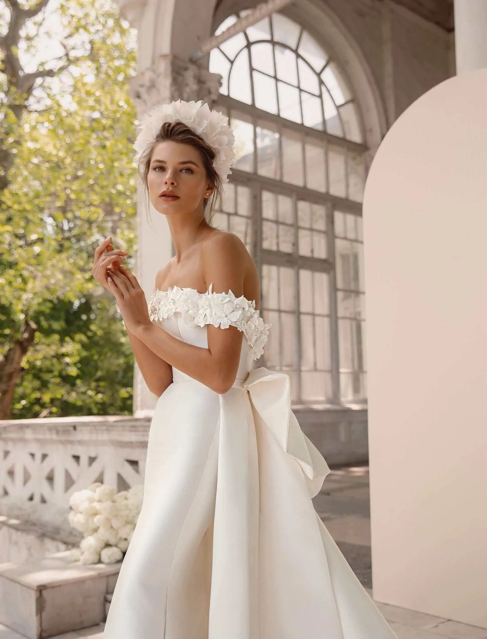 Allure - Fitted Mikado Wedding Dress with Train Bow