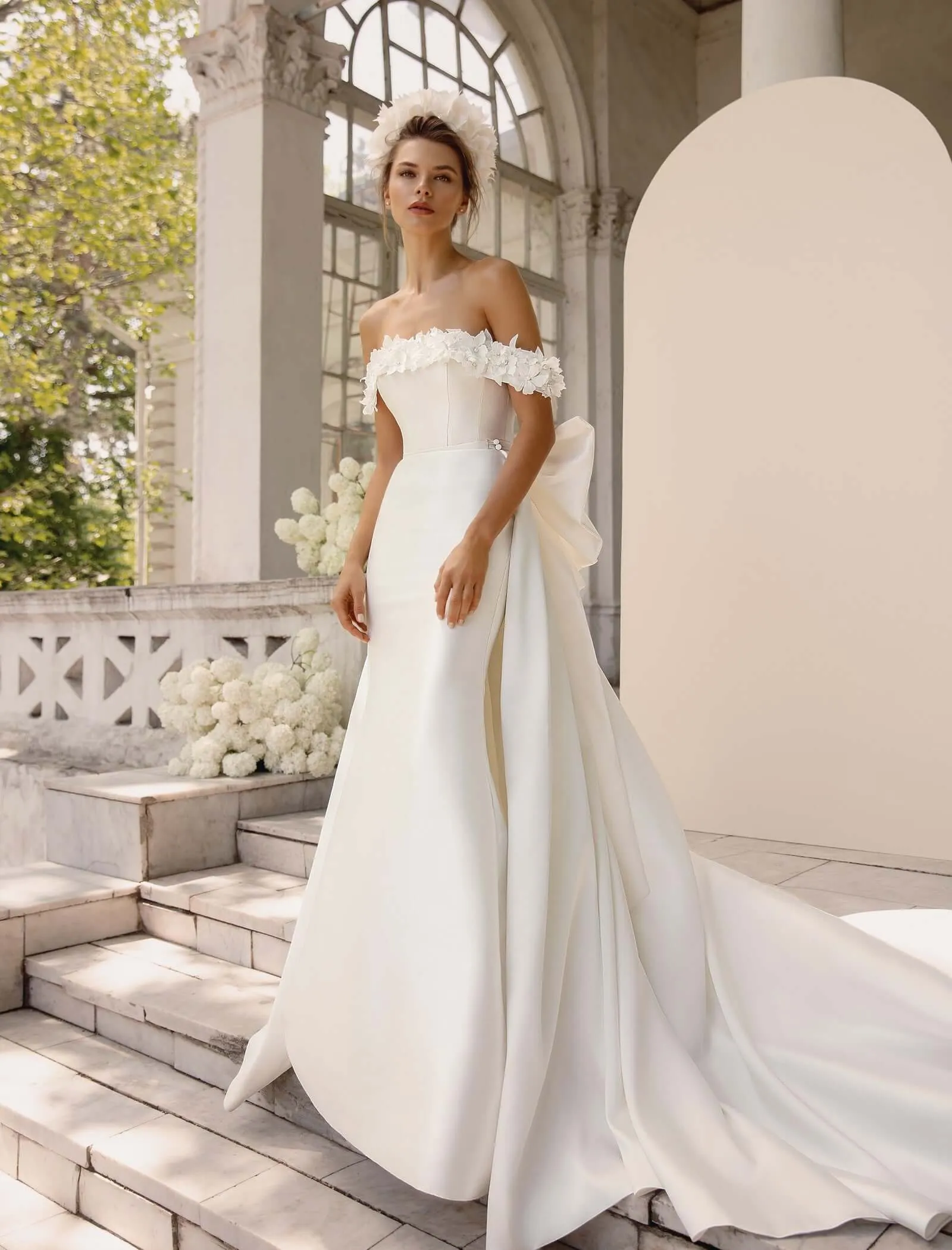 Allure - Fitted Mikado Wedding Dress with Train Bow