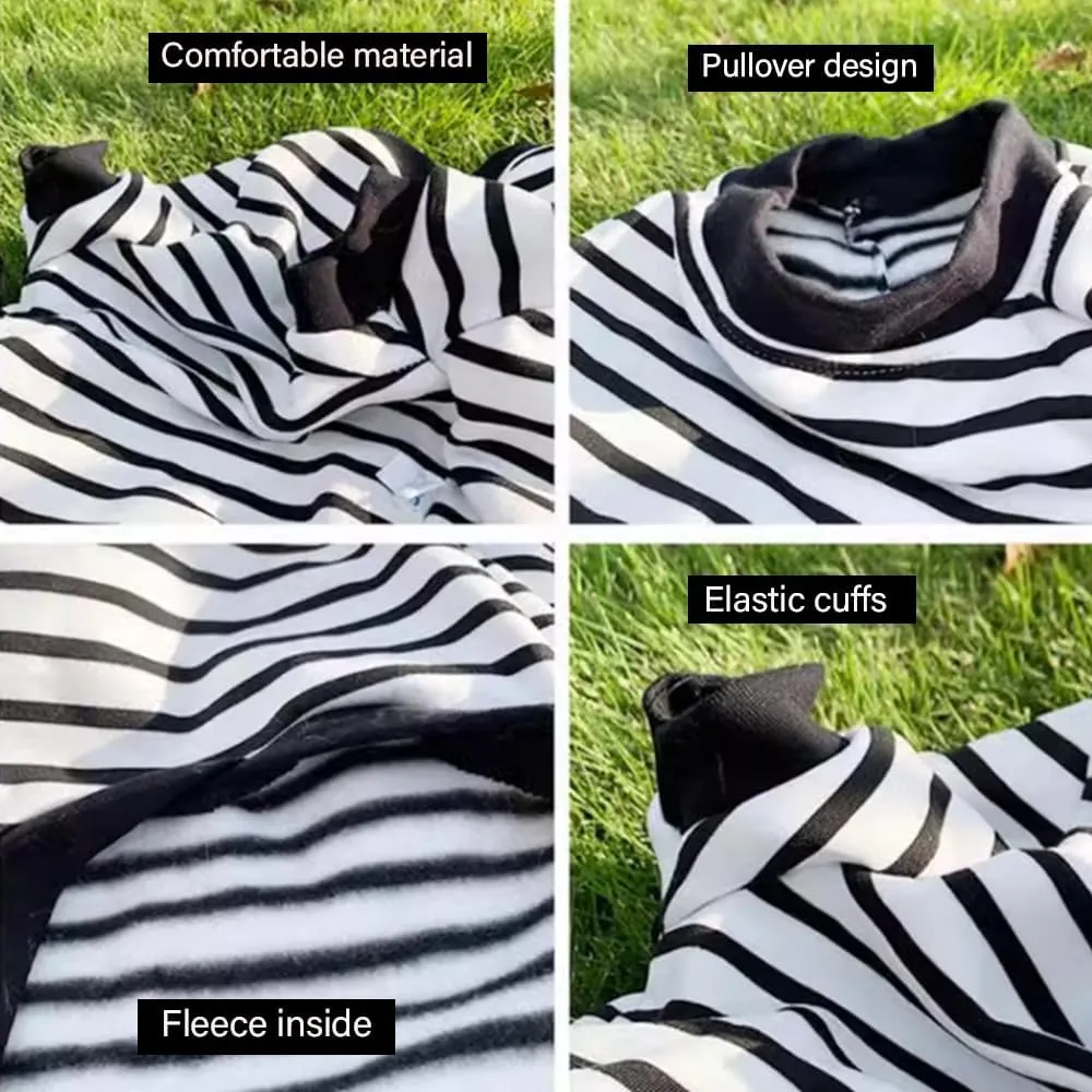 ANIAC Fall Dog Sweater Fleece Striped XS Dog Shirt with Long Sleeves Winter Cat Apparel Warm Puppy Clothes for Small Dog Girl Boy Pet Sweatshirt 2-24 LB (White, Large)