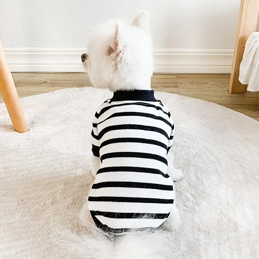 ANIAC Fall Dog Sweater Fleece Striped XS Dog Shirt with Long Sleeves Winter Cat Apparel Warm Puppy Clothes for Small Dog Girl Boy Pet Sweatshirt 2-24 LB (White, Large)