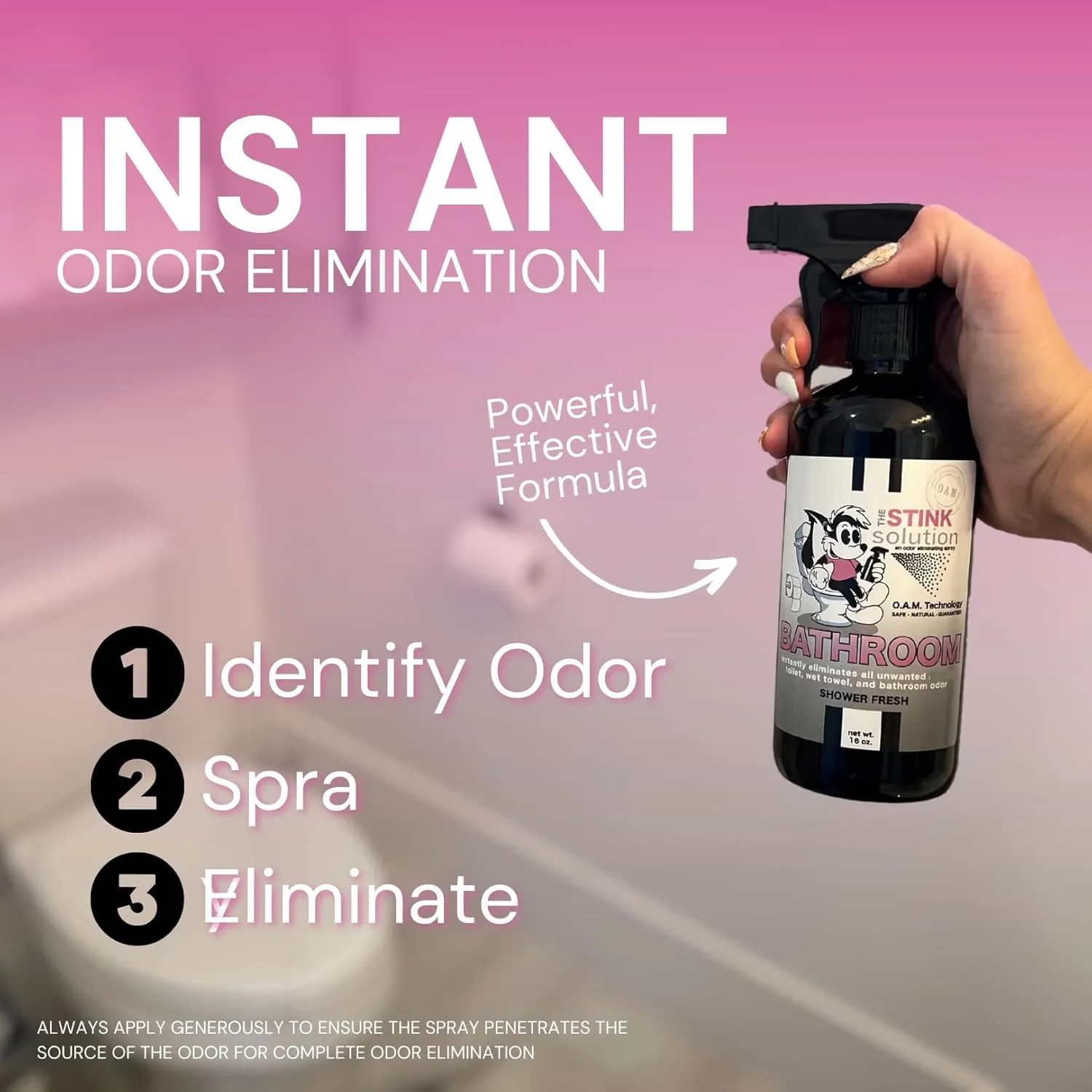 Bathroom Odor Eliminator Spray Completely & Safely Removes Human Waste, Vomit, & Other Odor Fast | Urine Remover, Toilet Spray, Bathroom Deodorizer - 1 16 oz, 1 4 oz (Shower Fresh)