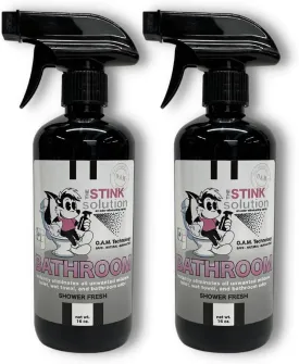 Bathroom Odor Eliminator Spray Completely & Safely Removes Human Waste, Vomit, & Other Odor Fast | Urine Remover, Toilet Spray, Bathroom Deodorizer - 2 16 oz Bottles (Shower Fresh)