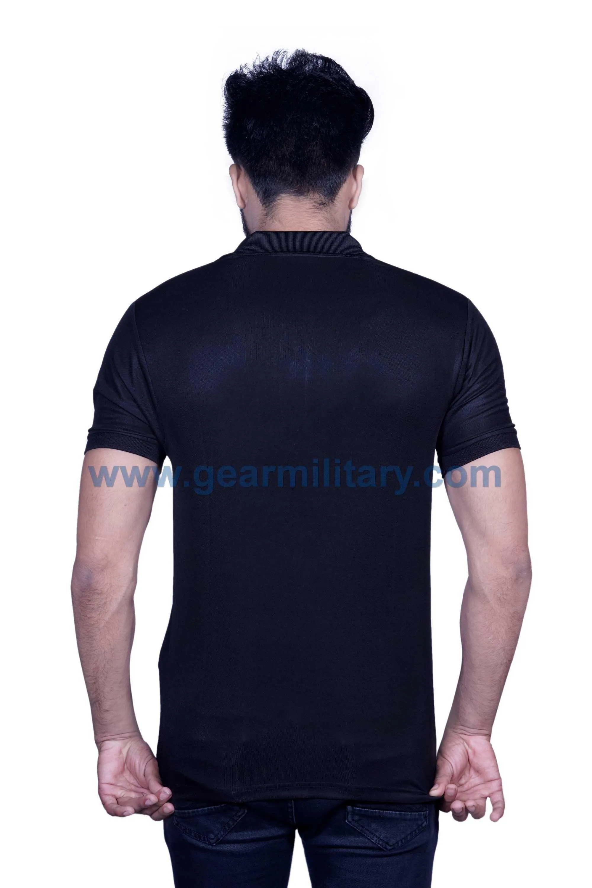 Black Plain Collar T Shirt