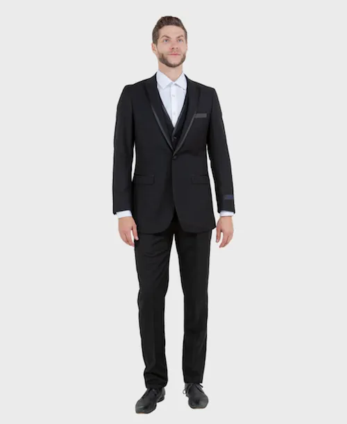 Black Slim Fit Peak Lapel Tuxedo