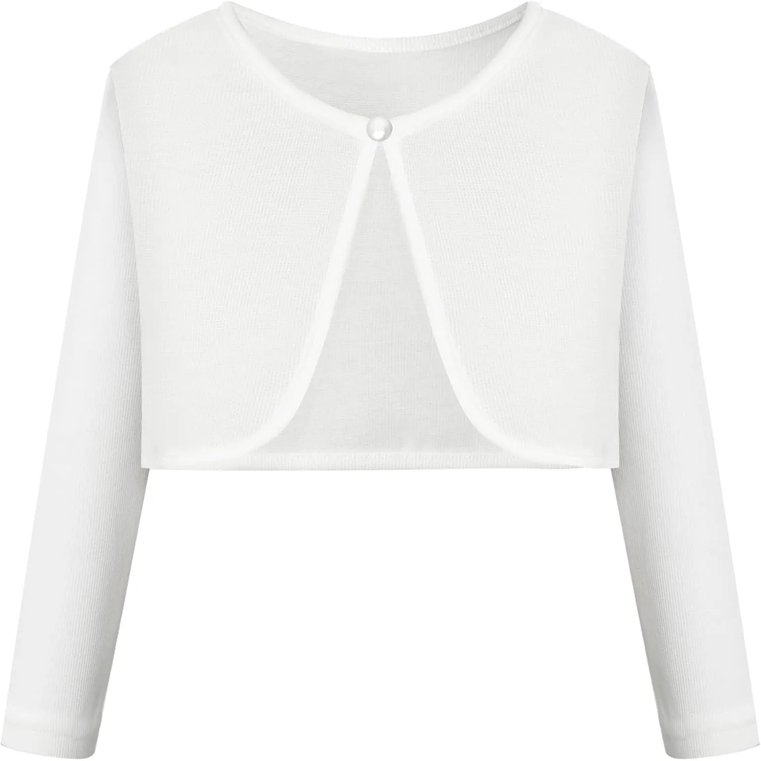 Bonny Billy Girls White Cardigan - Knit Kids Shrugs, Versatile Bolero Sweater, Easy Pair with Dresses & School Outfits 3-12Y