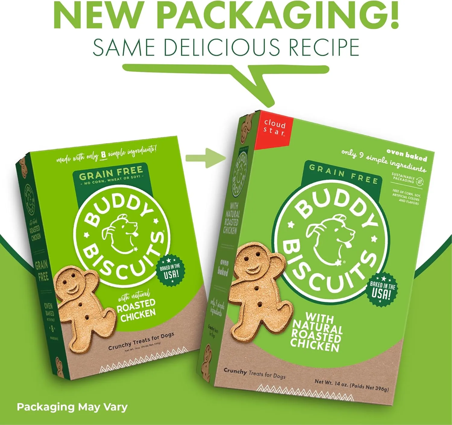 Buddy Biscuits 14 oz. Box of Grain-Free Crunchy Dog Treats Made with Natural Roasted Chicken