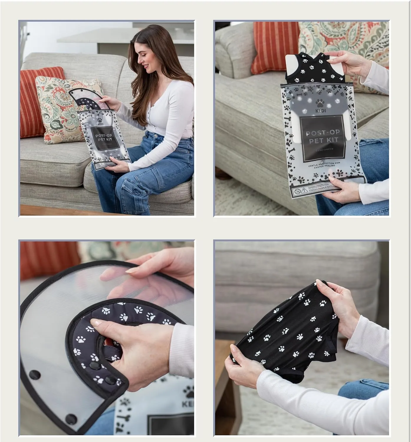 Cat Recovery Suit Kit - Post Surgical Soft Pet Vest, Collar, and Non-Irritating Protection Cone for Cats - Comfortable Injury Care Solution Keeps Them from Licking Wounds - Secure Fit and Washable