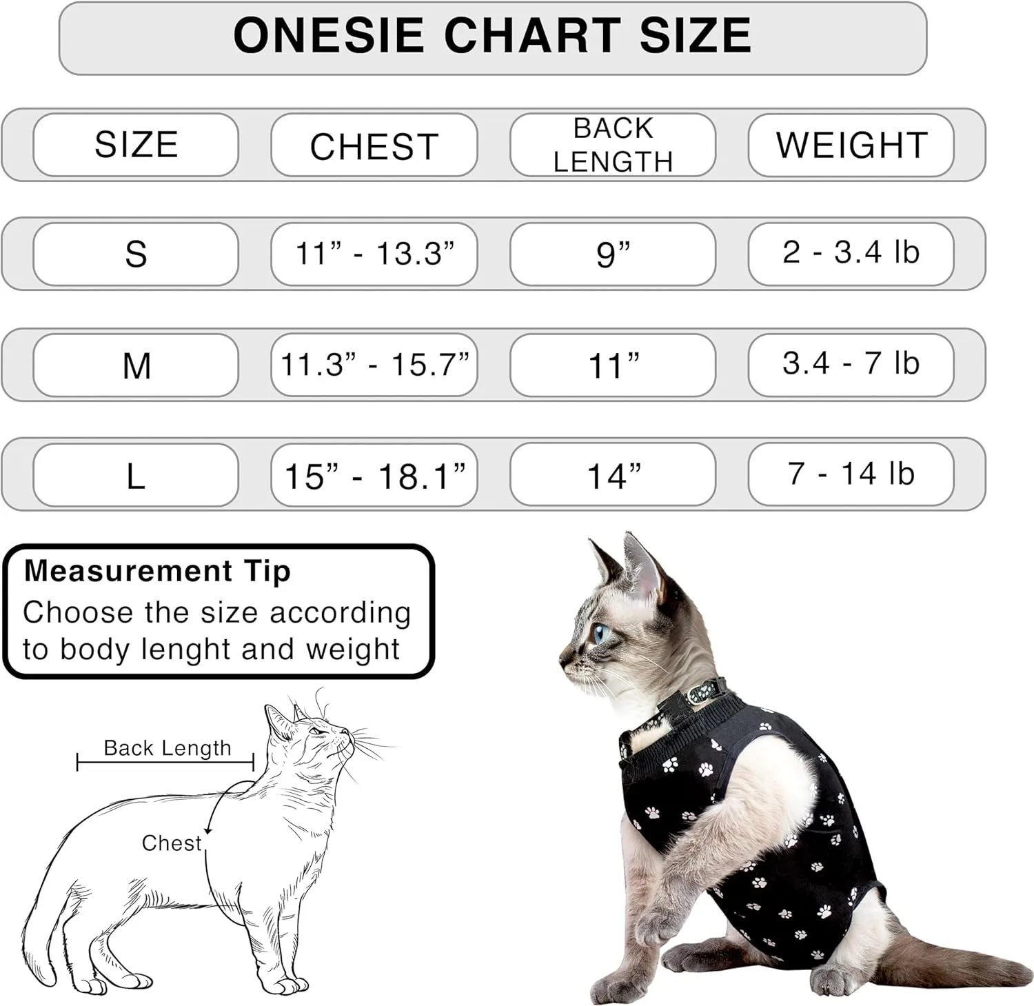 Cat Recovery Suit Kit - Post Surgical Soft Pet Vest, Collar, and Non-Irritating Protection Cone for Cats - Comfortable Injury Care Solution Keeps Them from Licking Wounds - Secure Fit and Washable