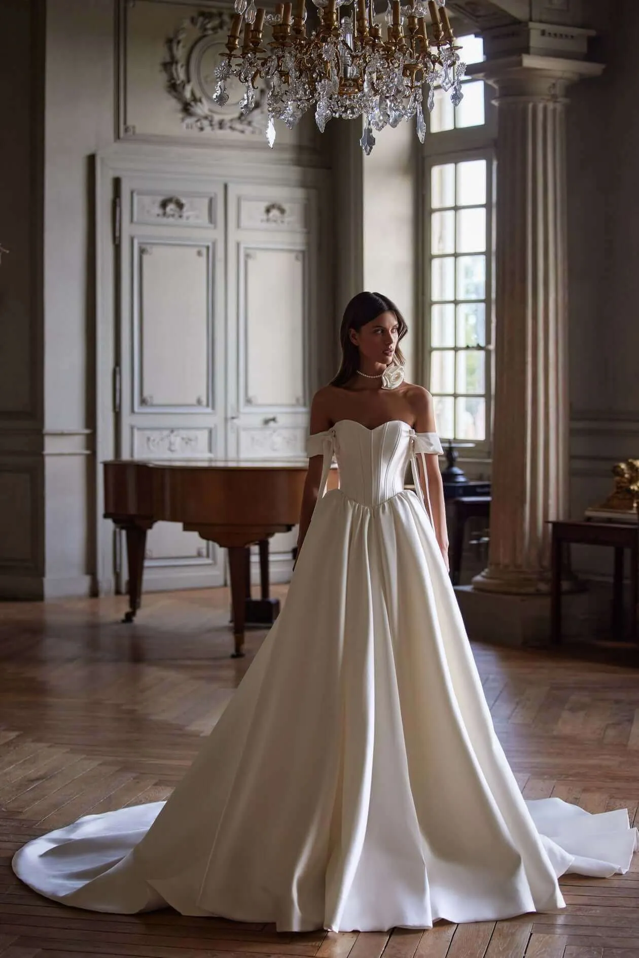 Clementine - Aline Mikado Basque Waist Wedding Dress