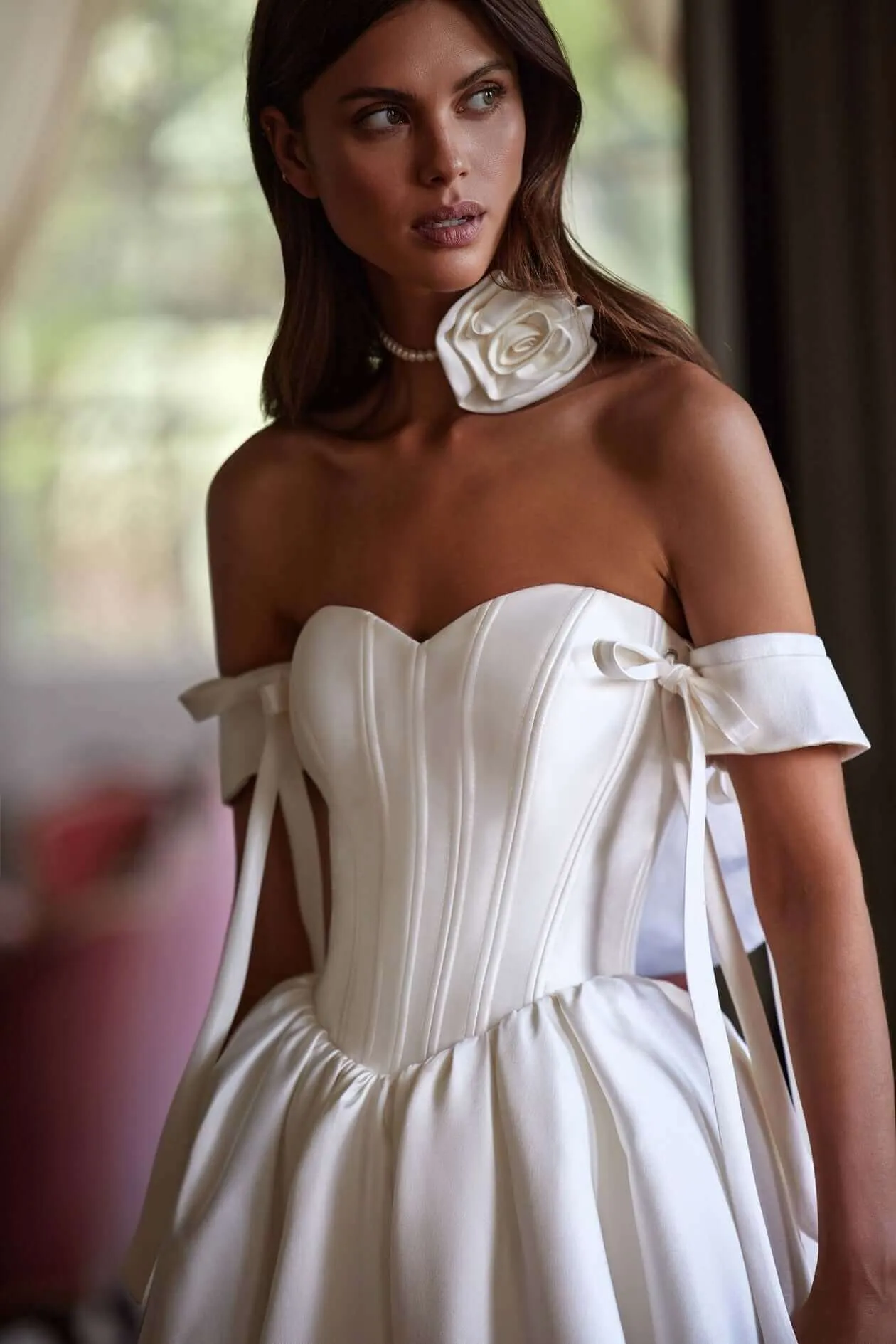 Clementine - Aline Mikado Basque Waist Wedding Dress