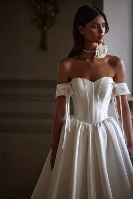 Clementine - Aline Mikado Basque Waist Wedding Dress