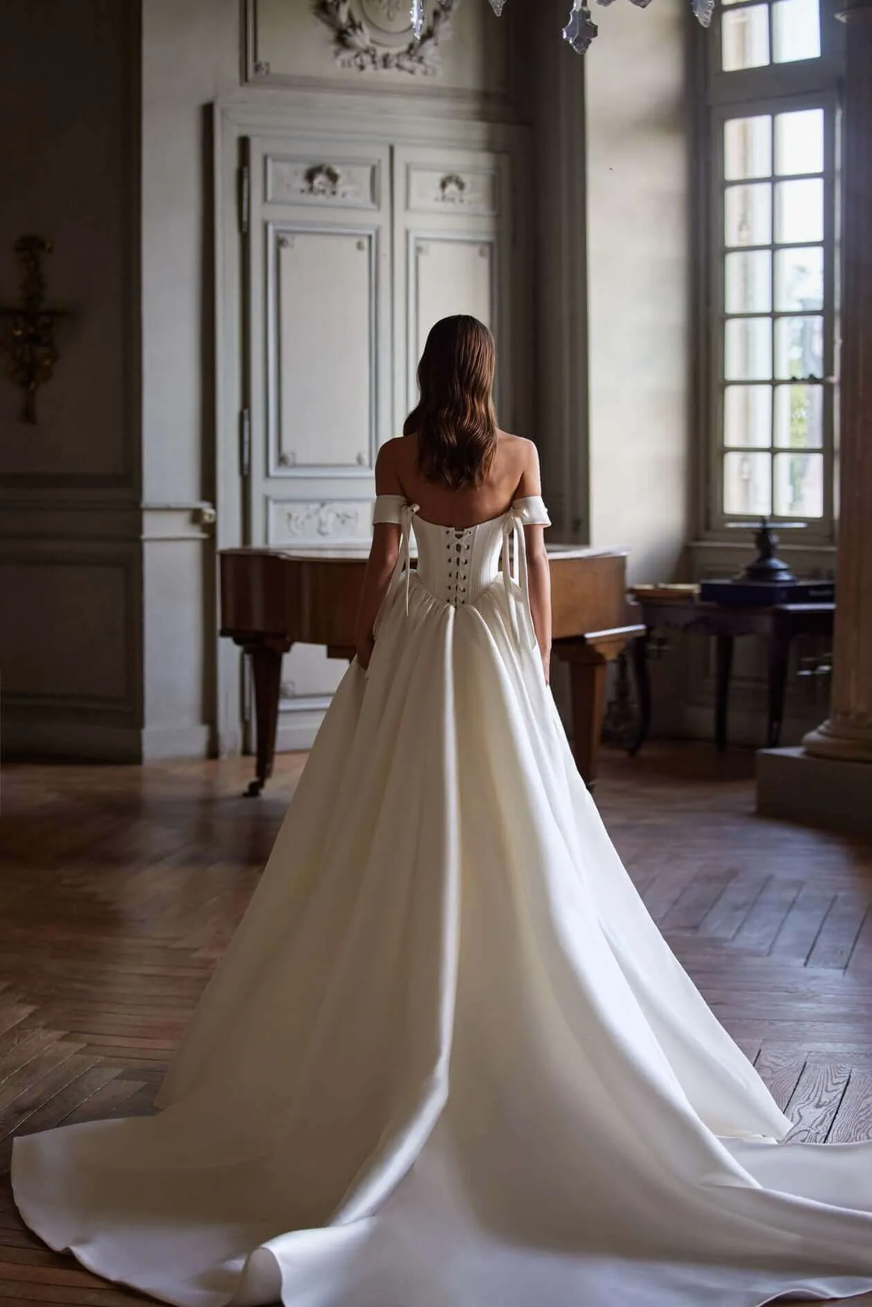 Clementine - Aline Mikado Basque Waist Wedding Dress