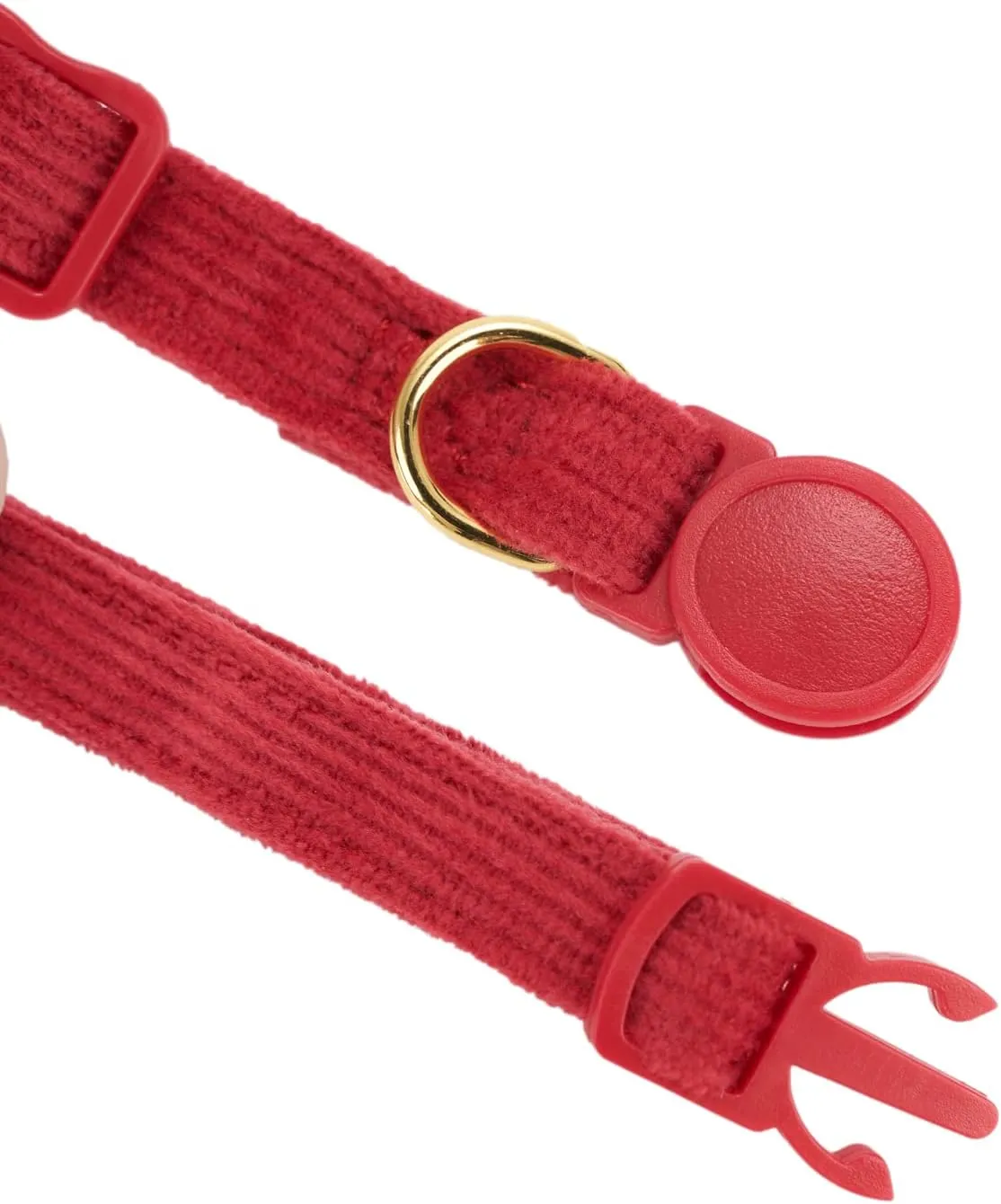Cotton Breakaway Cat Collar with Bow Tie and Bell, Adjustable Cute Soft Corduroy Kitten Collars for Girl and Boy Cats,Red