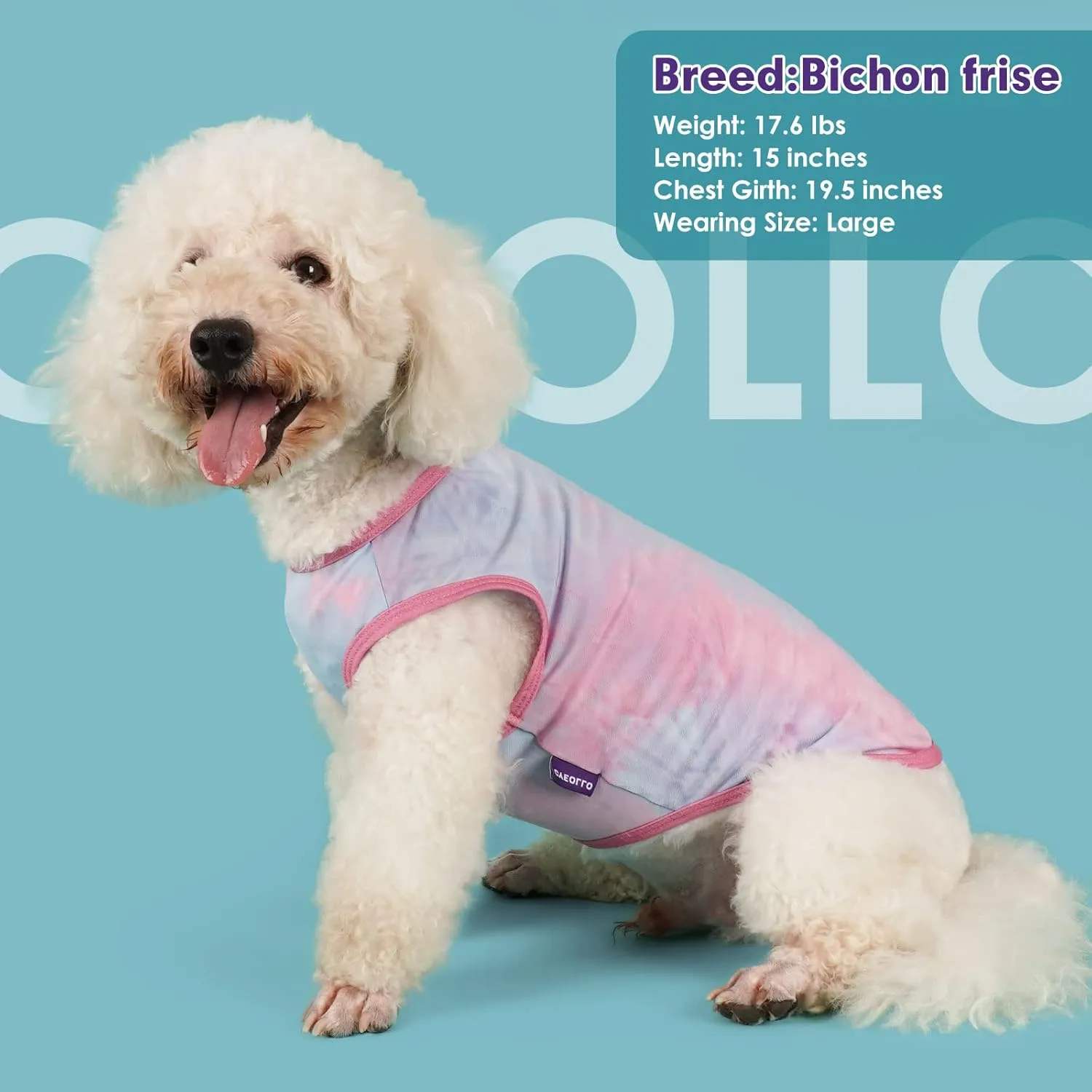cyeollo 2 Pack Dog Shirts for Dogs Tie Dye Sun Protection Dog T Shirt Stretchy Lightweight Tank Top Vest Sleeveless Breathable Summer Pet Clothes for Medium Dogs