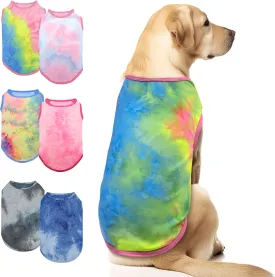 cyeollo 2 Pack Dog Shirts for Dogs Tie Dye Sun Protection Dog T Shirt Stretchy Lightweight Tank Top Vest Sleeveless Breathable Summer Pet Clothes for Medium Dogs