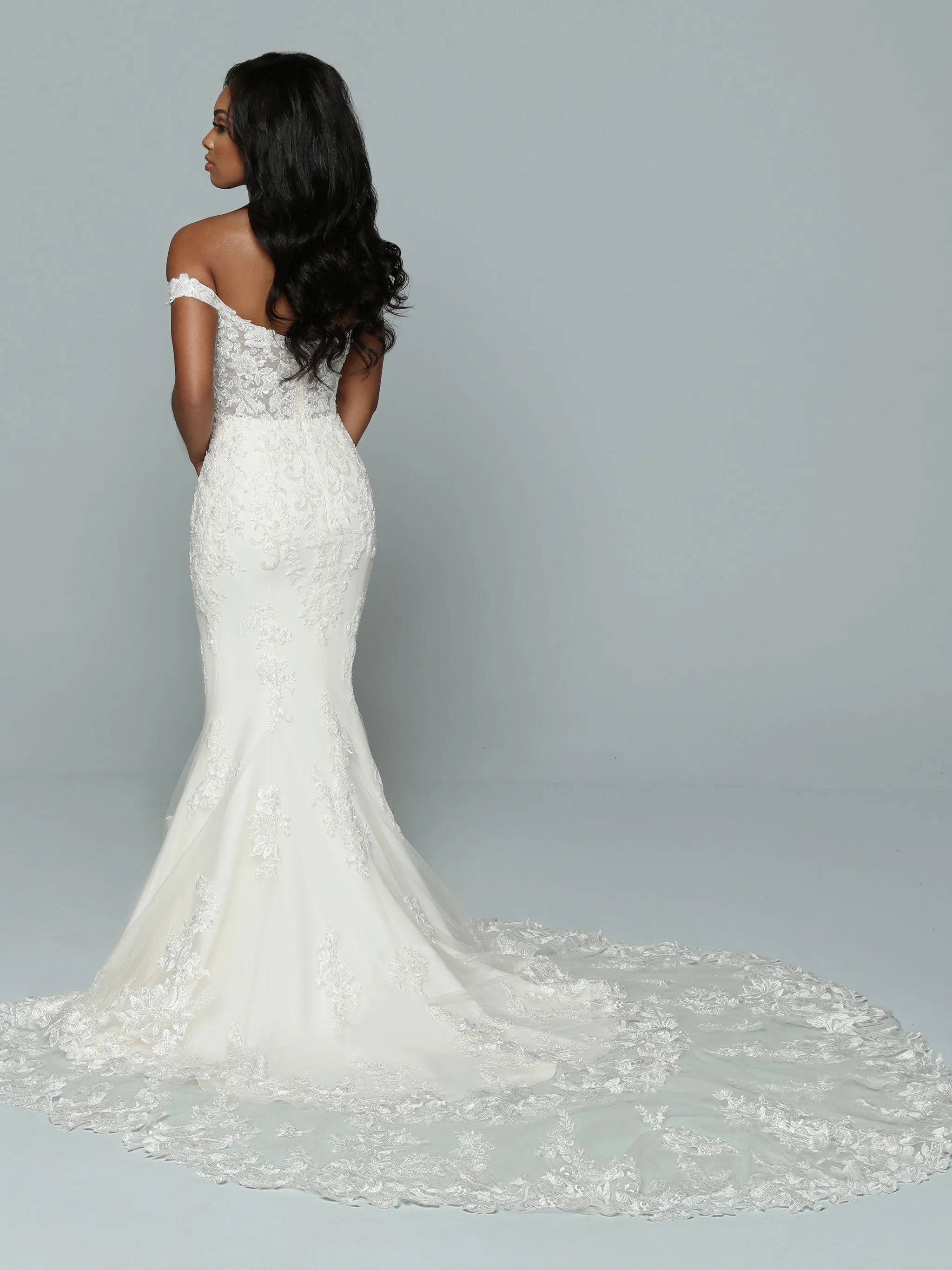 Davinci Bridal 50664 Size 16 Sheer Lace off the Shoulder Wedding dress mermaid Bridal