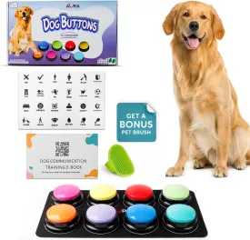 Dog Buttons for Communication with Mat, HD Sound Quality Dog Talking Button Set  Non-Slip Back Mat, Dog Buttons Talk for Training, Pet Talking Buttons for Dog (Pack of 8)