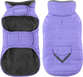 Dog Coat - Waterproof Winter Jacket with Pocket, Reflective Adjustable Snow Vest, Warm Cozy Fleece Sweater for Small to Extra Large Dogs - Light Purple, XS