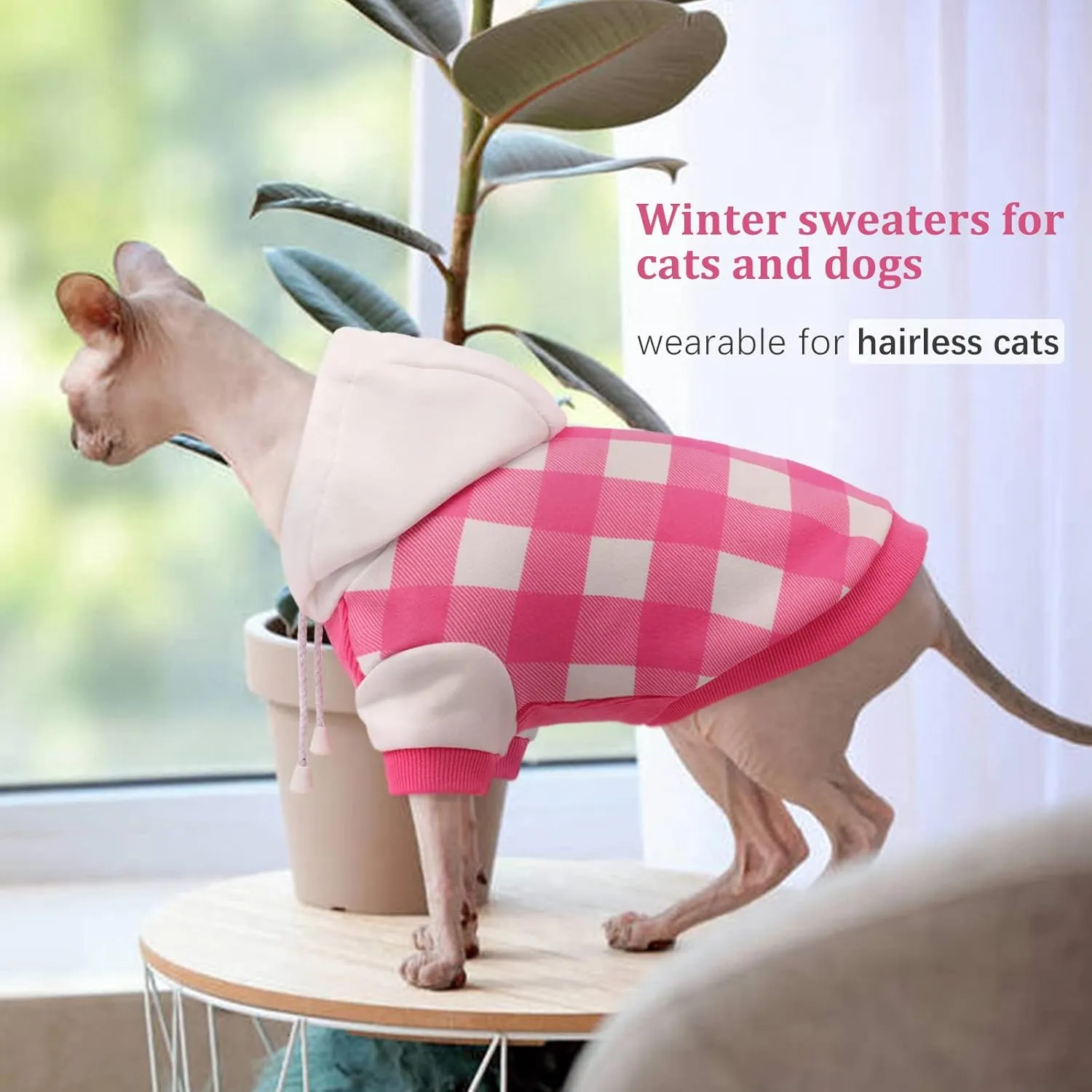 Dog Hoodie for Small Medium Dogs Cats, Soft Dog Sweatshirt, Plaid Puppy Pullover Hoodies for Small Dogs, English French Bulldog Hoodie, Warm Fleece Dog Winter Coat Outfit Vest
