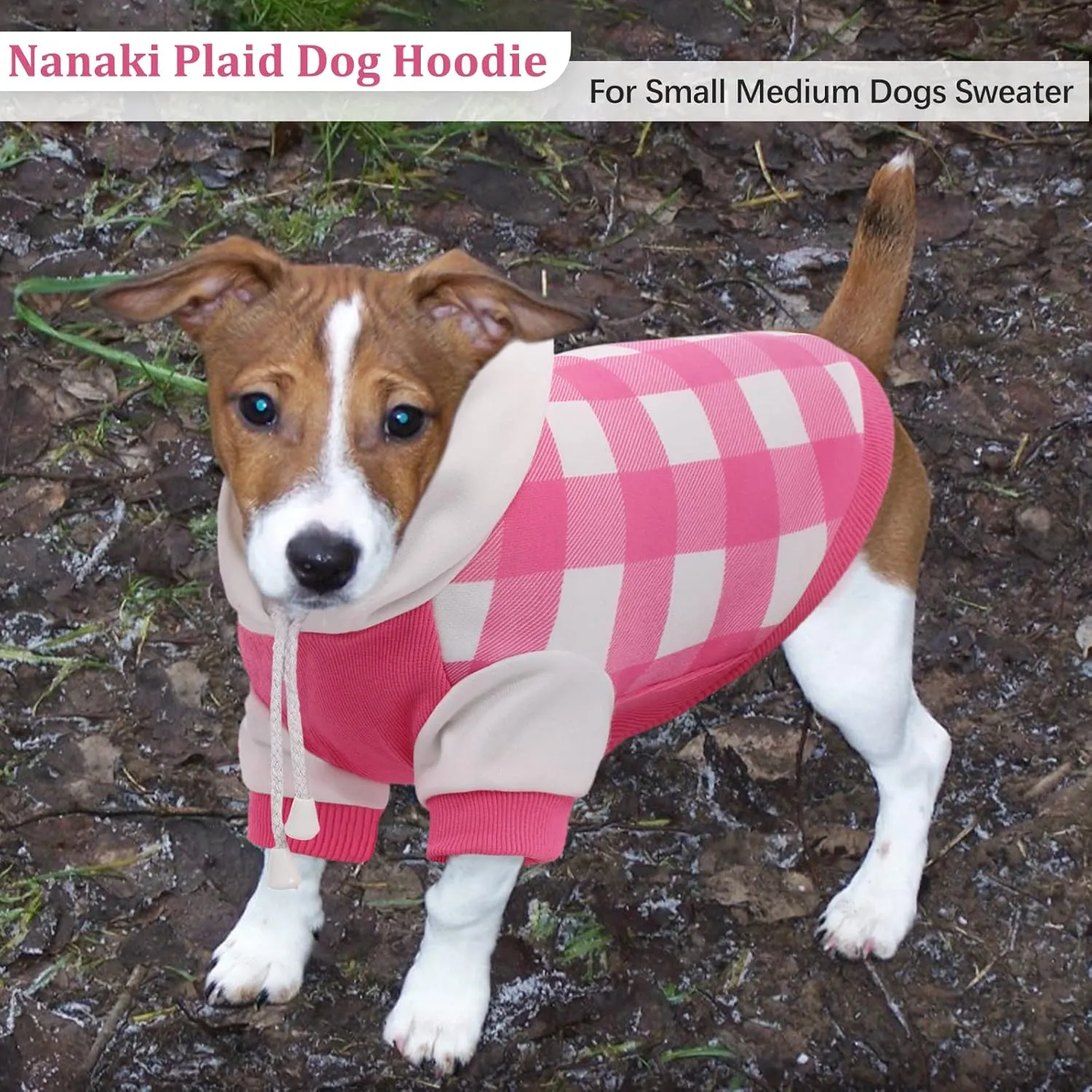 Dog Hoodie for Small Medium Dogs Cats, Soft Dog Sweatshirt, Plaid Puppy Pullover Hoodies for Small Dogs, English French Bulldog Hoodie, Warm Fleece Dog Winter Coat Outfit Vest