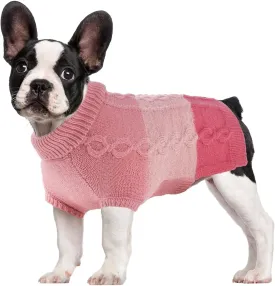 Dog Knitted Turtleneck Sweater - Dog Warm Pullover Color Block Cable Knitwear, Doggie Winter Clothes for Cats and Small Dogs Chihuahua, Bulldog (Pink, M)
