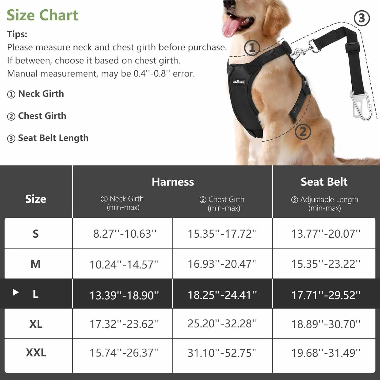 Dog Seat Belt, Safety Vest Dog Car Harness with Adjustable Buckle Dog Seat Belt for Vehicle Nylon Pet Safety Seat Belts Heavy Duty(L, Black)