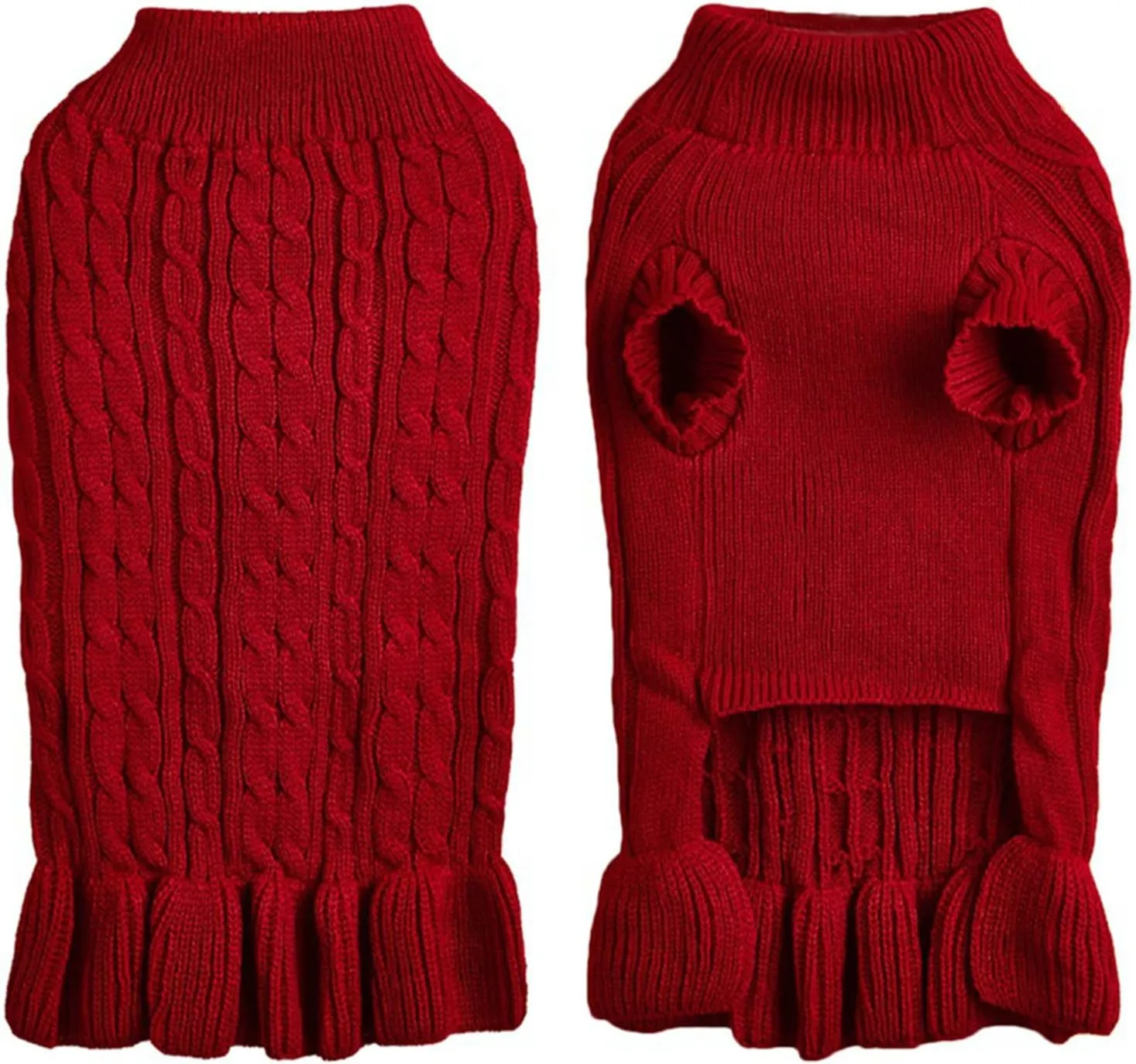 Dog Sweaters for Small Dogs Cute Pet Turtleneck Sweaters Puppy Knitted Sweater Dress Girl Boys Chihuahua Warm Winter Coat Clothes Doggie Outfits Apparel for Yorkie Christmas
