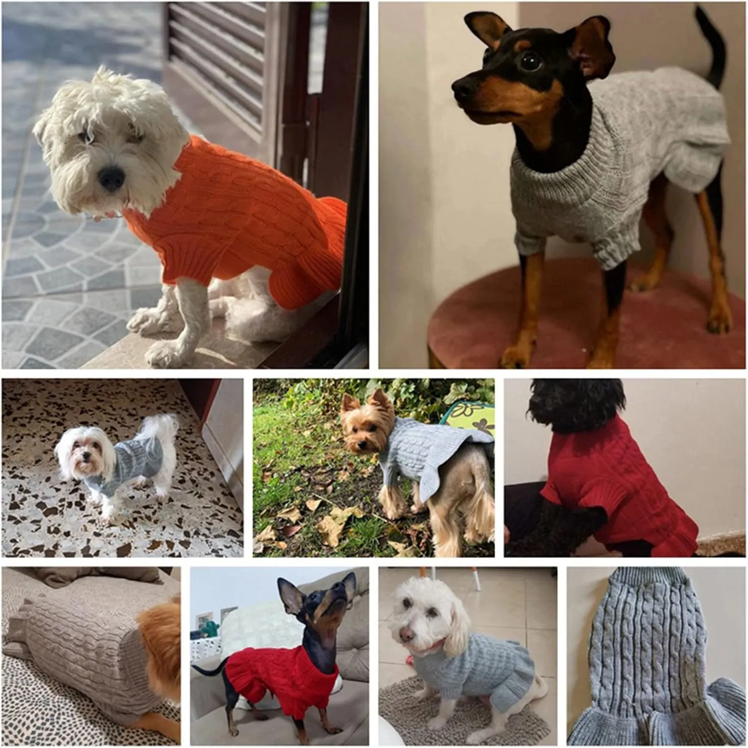 Dog Sweaters for Small Dogs Cute Pet Turtleneck Sweaters Puppy Knitted Sweater Dress Girl Boys Chihuahua Warm Winter Coat Clothes Doggie Outfits Apparel for Yorkie Christmas