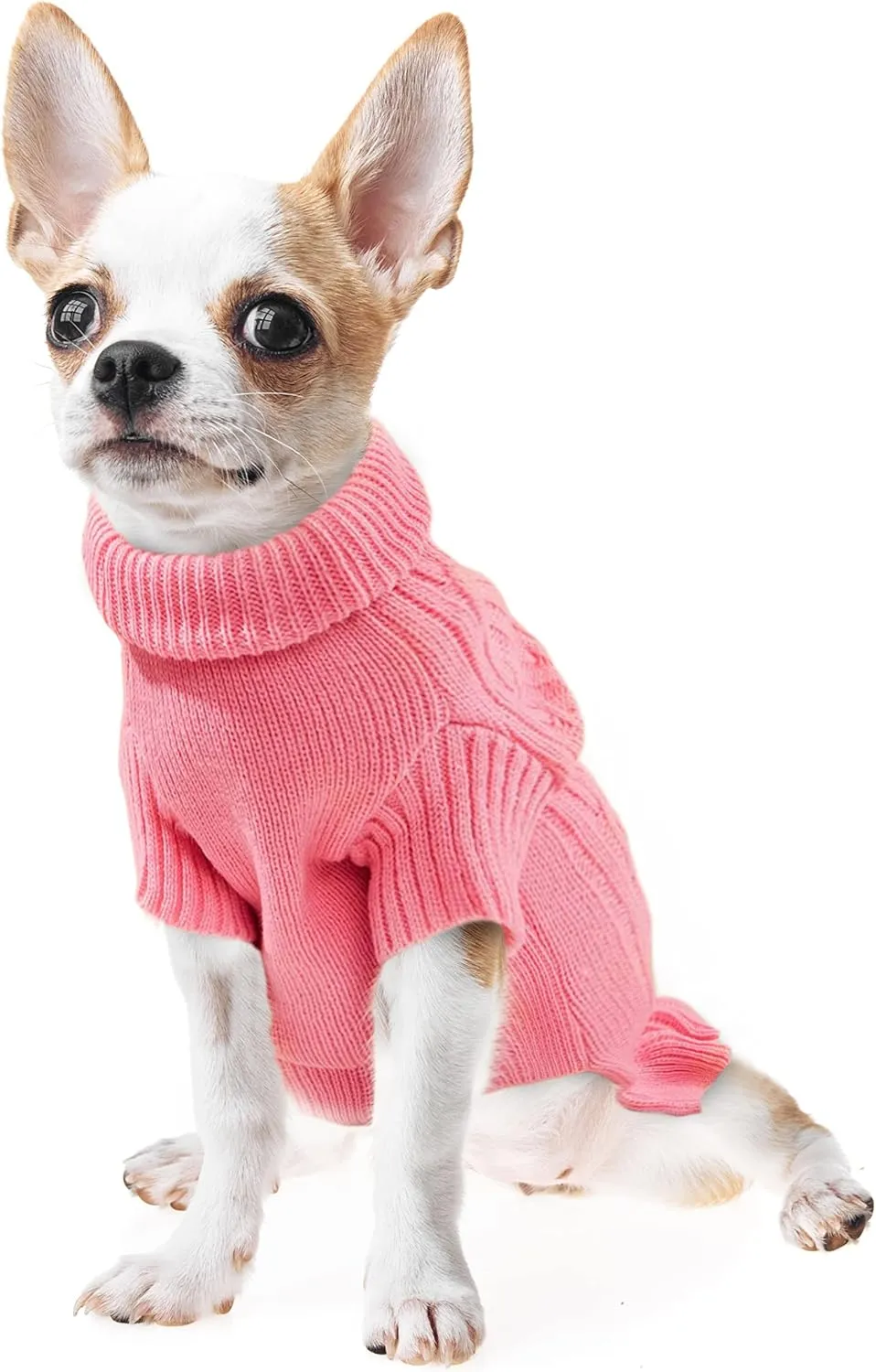 Dog Sweaters for Small Dogs Cute Pet Turtleneck Sweaters Puppy Knitted Sweater Dress Girl Boys Chihuahua Warm Winter Coat Clothes Doggie Outfits Apparel for Yorkie Christmas