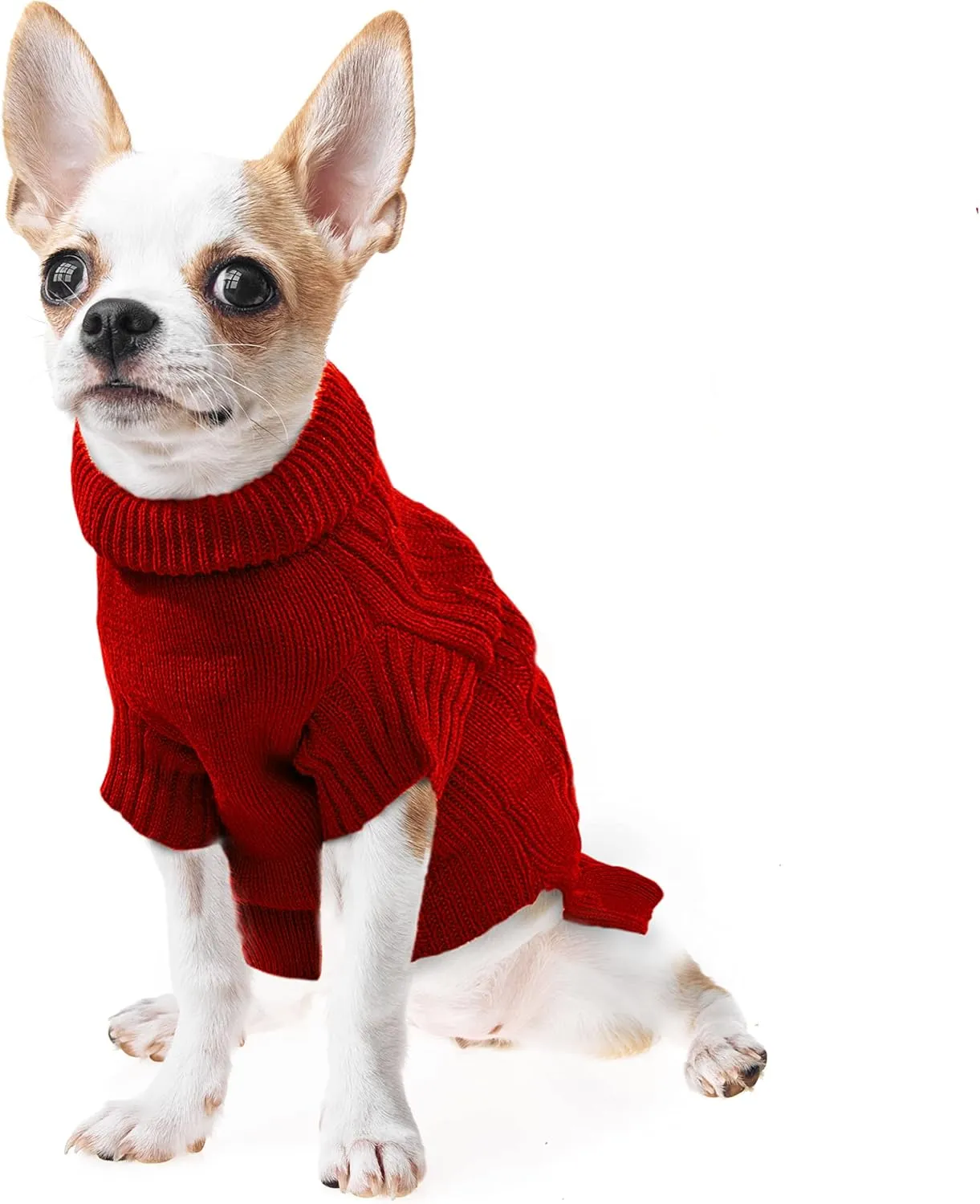 Dog Sweaters for Small Dogs Cute Pet Turtleneck Sweaters Puppy Knitted Sweater Dress Girl Boys Chihuahua Warm Winter Coat Clothes Doggie Outfits Apparel for Yorkie Christmas