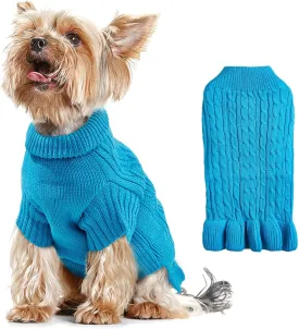 Dog Sweaters for Small Dogs Cute Pet Turtleneck Sweaters Puppy Knitted Sweater Dress Girl Boys Chihuahua Warm Winter Coat Clothes Doggie Outfits Apparel for Yorkie Christmas