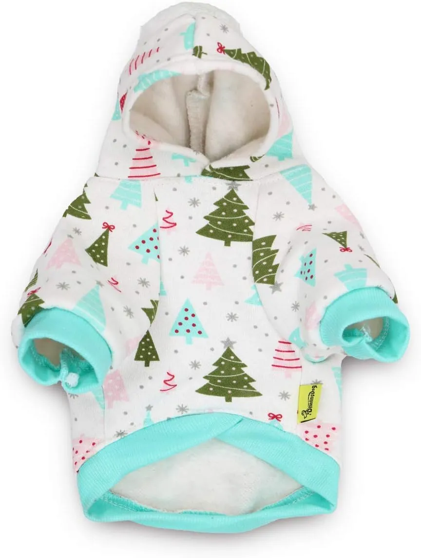 DroolingDog Pet Dog Fleece Hoodie Christmas Tree Puppy Shirts for Small Dogs, XS