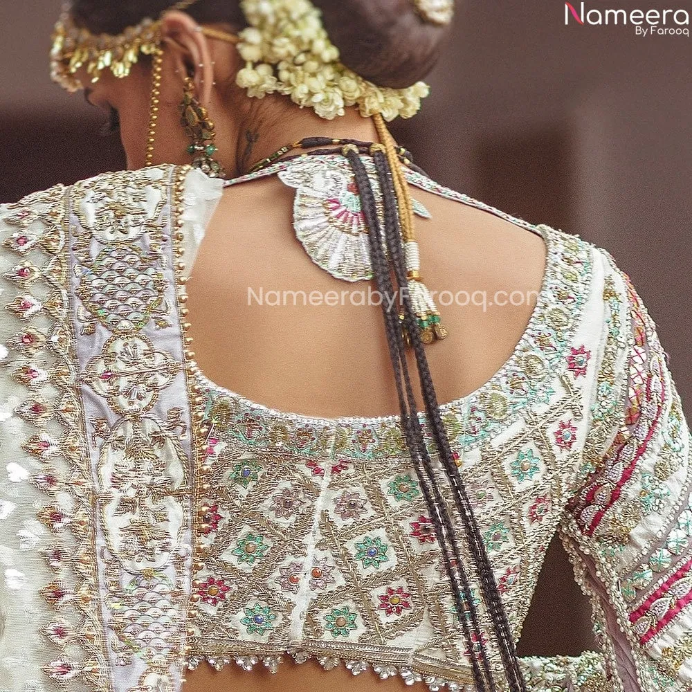 Embellished Designer Golden White Bridal Lehenga #BN834