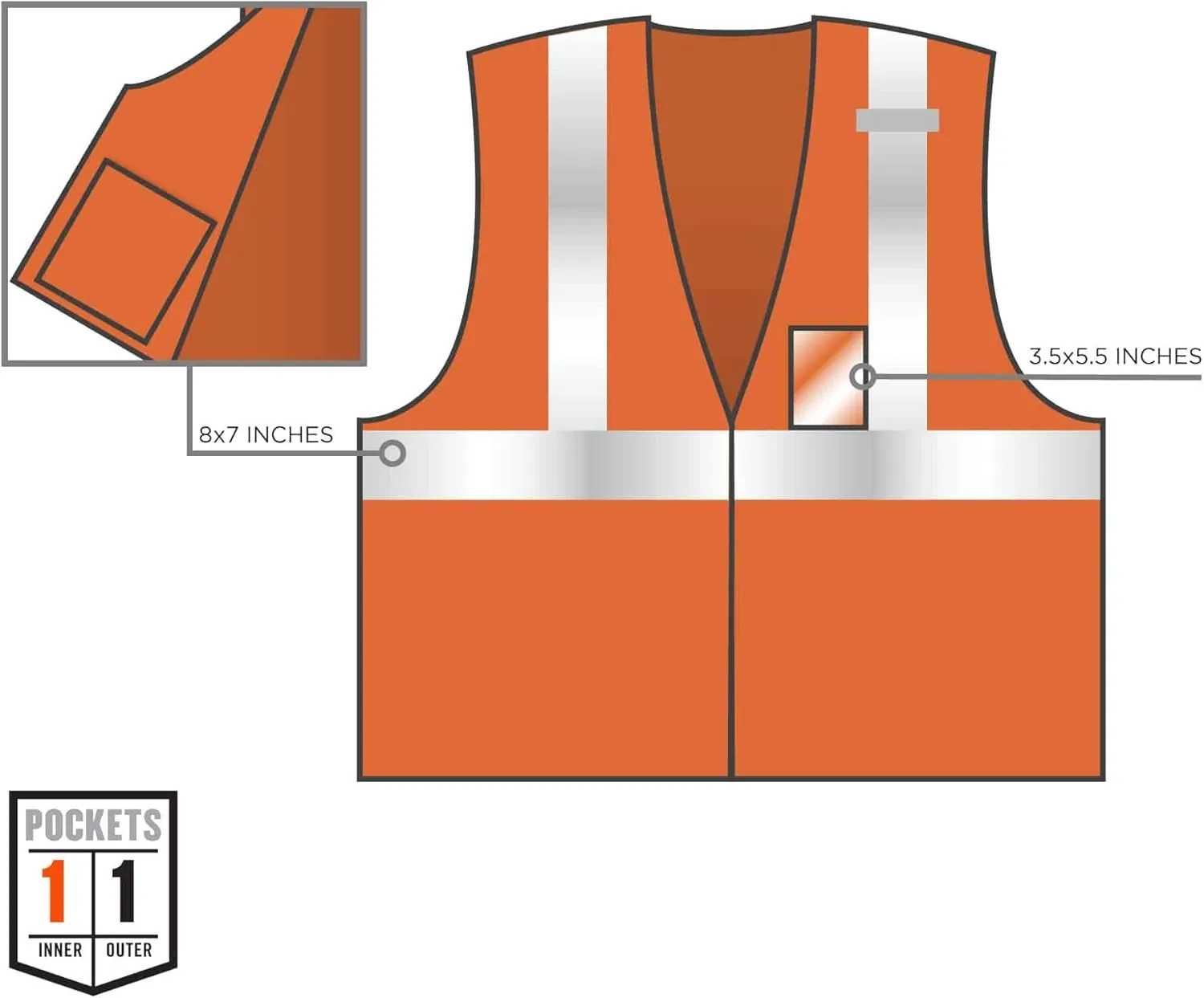 Ergodyne GloWear 8216BA ANSI High Visibility Breakaway Reflective Safety Vest with ID Badge Holder, Orange, Large/X-Large