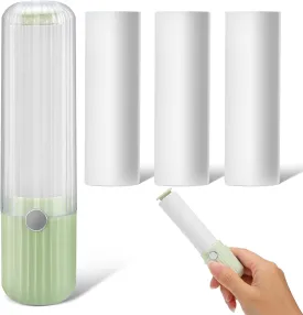 FRCOLOR Portable Lint Roller Travel Size Reuseable Clothes Pet Hair Remover Stick Mini Lint Roller Tool with 4 Rolls of Replacement Paper-Green