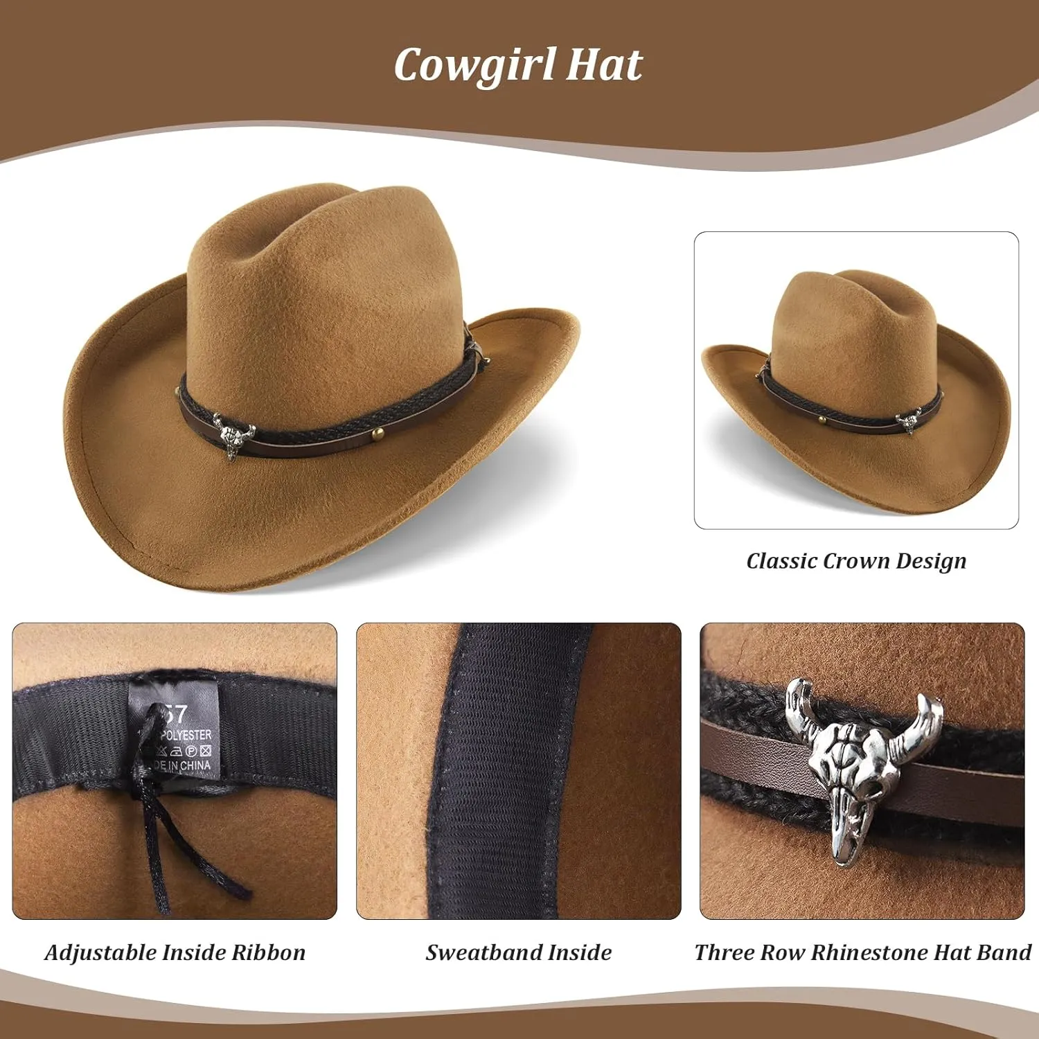 FunMular Western Outfit for Women Cowgirl Outfit Costume Accessories Cowboy Hat Fringe Vest Earring Bandana for Halloween