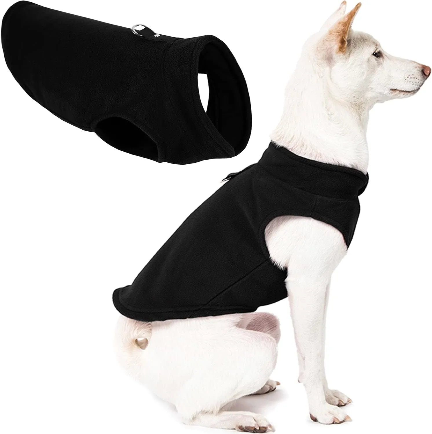 Gooby - Fleece Vest, Small Dog Pullover Fleece Jacket with Leash Ring, Black, Small