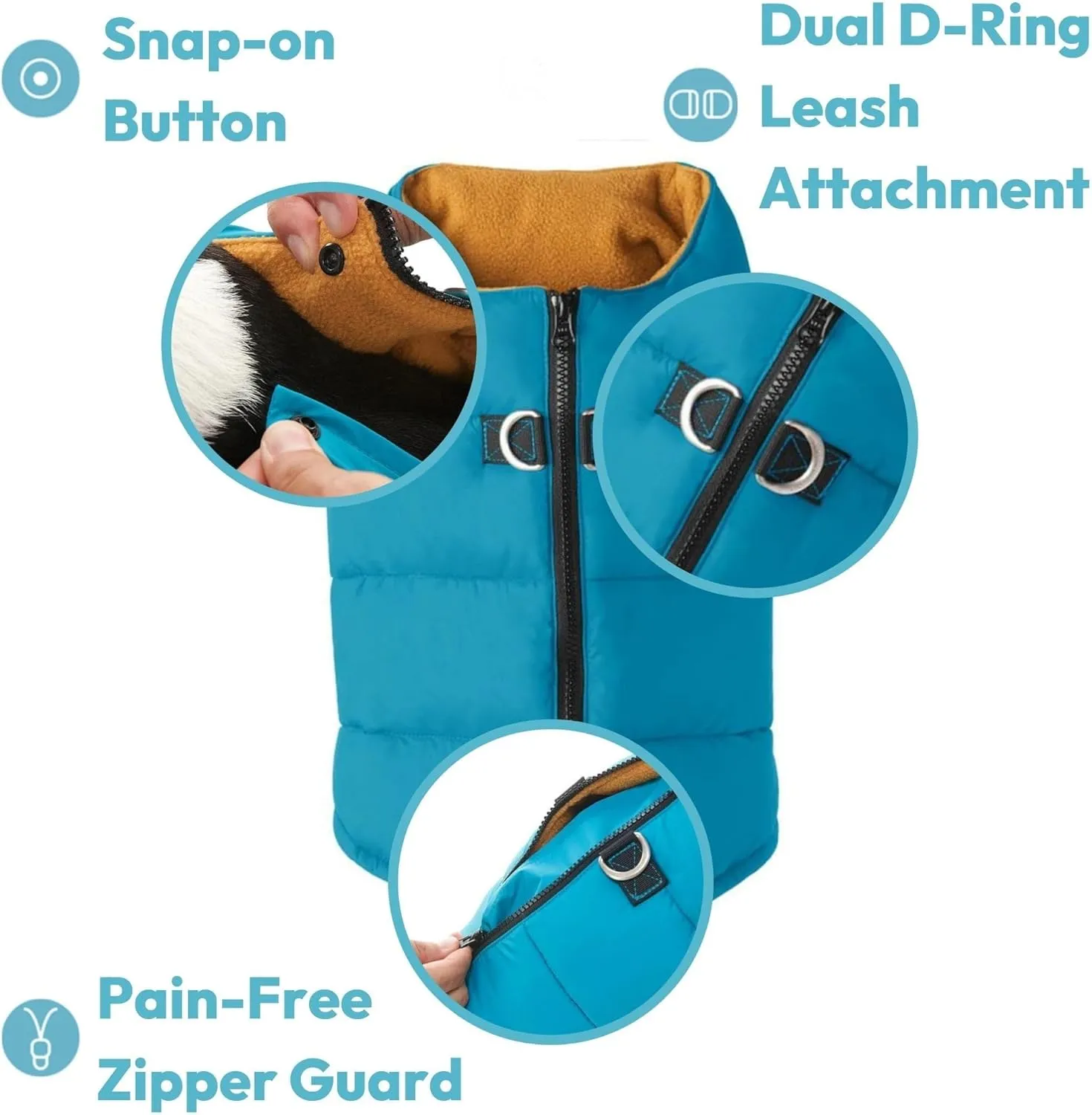 Gooby Padded Vest Dog Jacket - Solid Pink, Small - Warm Zip Up Vest Fleece Jacket with Dual D Ring Leash - Winter Water Resistant Sweater - Clothes for Small and Medium Dogs