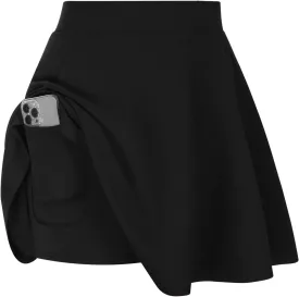 Hanna Nikole Women Plus Size Casual Mini Skater Skirt Elastic Lining High Waist Basic Flared Skorts Pleated with Pocket