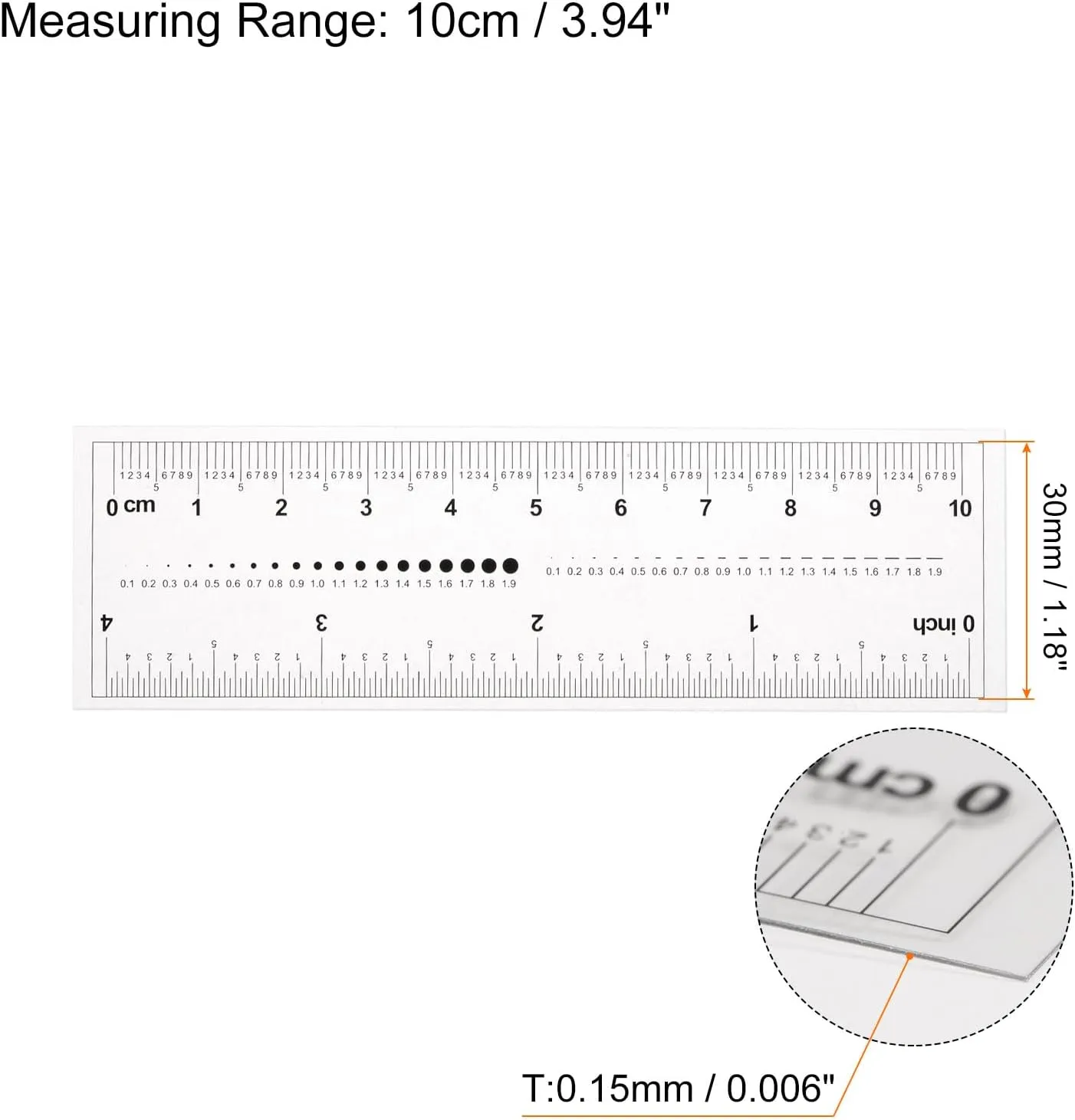 HARFINGTON 2pcs Film Flexible Ruler 4 Inch 1mm Scale PET Plastic Covered Folding Straight Ruler Calibration Soft Ruler Measuring Tool for Factory, Transparent