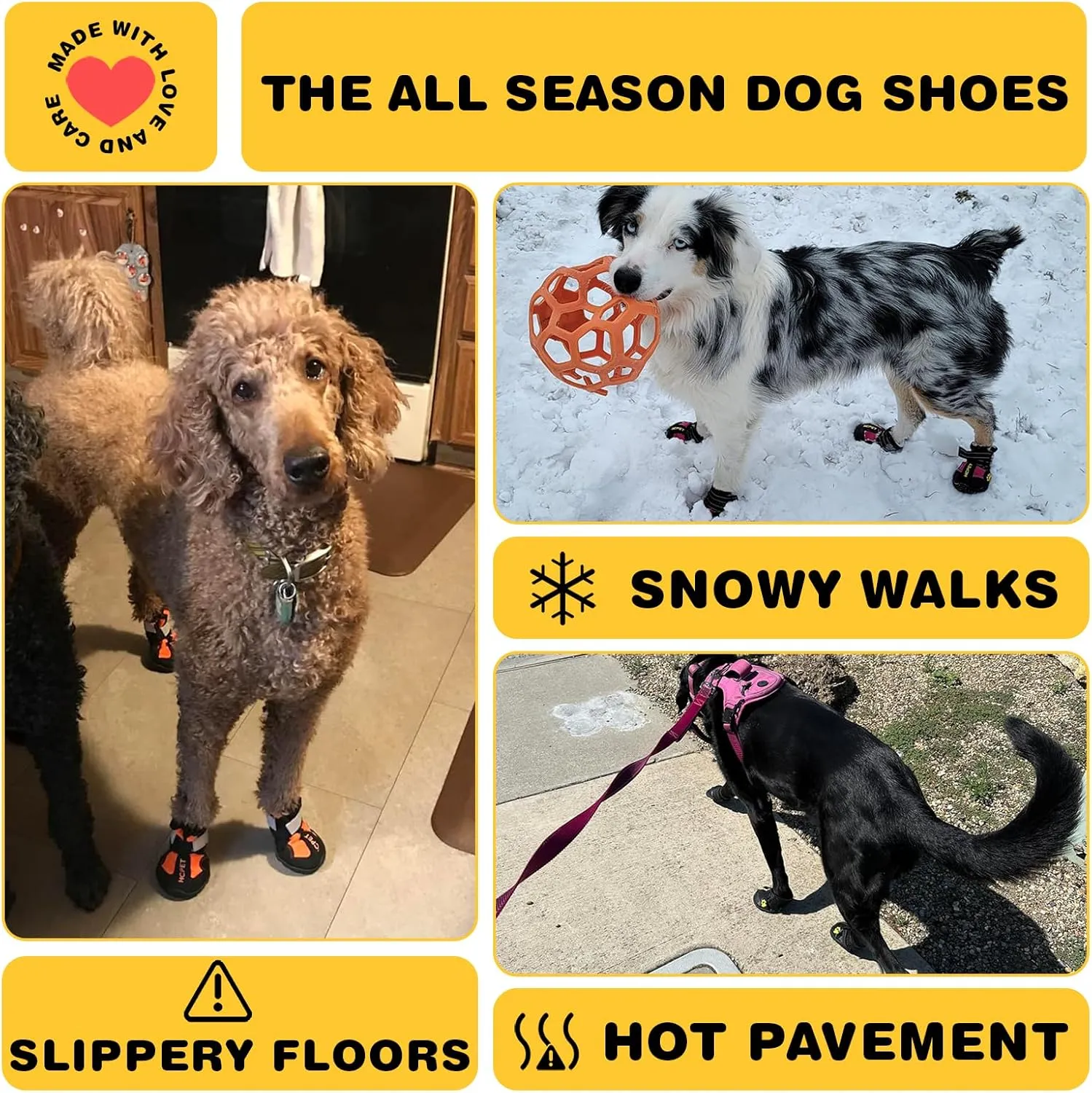 Hcpet Dog Shoes, Dog Boots for Small Dogs, Breathable Medium Dog Booties Paw Protector for Summer Hot Pavement, Winter Snowy Day, Outdoor Walking, Indoor Hardfloors Anti Slip Sole Blue Size 4