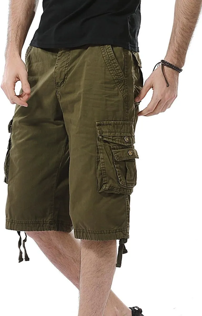IDEALSANXUN Men's Casual Loose Fit Multi-Pockets Military Cargo Shorts
