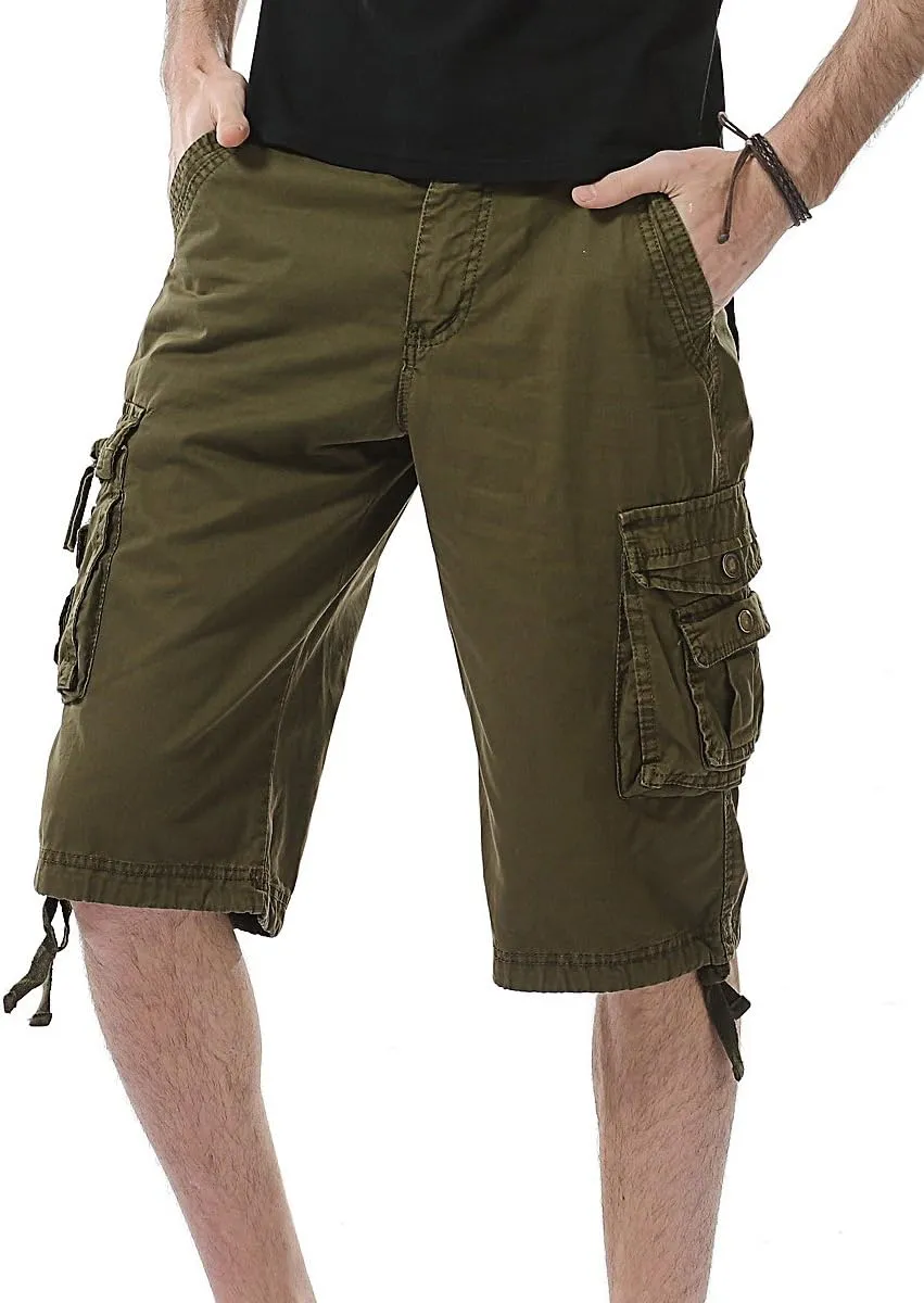IDEALSANXUN Men's Casual Loose Fit Multi-Pockets Military Cargo Shorts