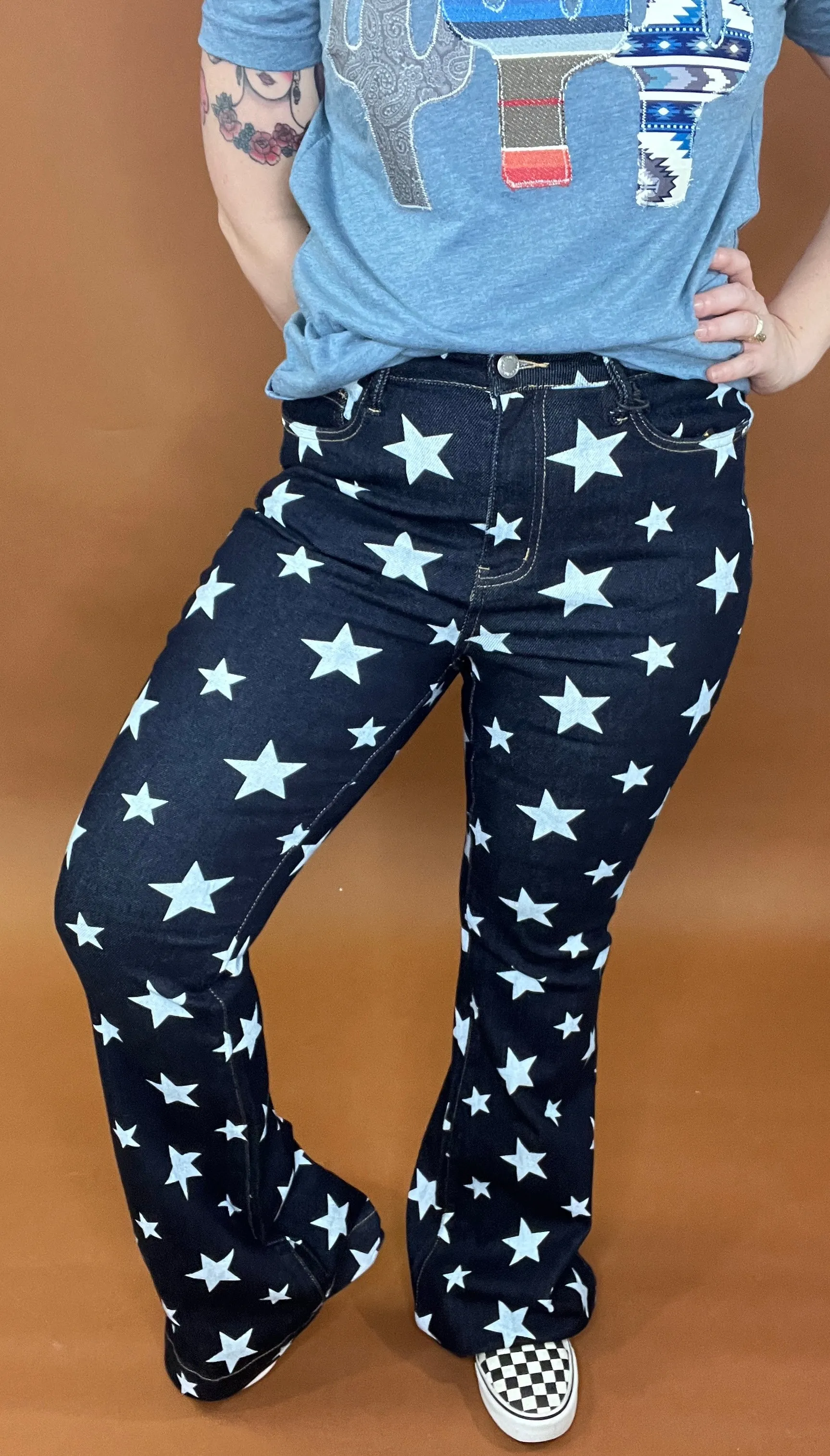 Last Call Stars at Night Flare Jeans