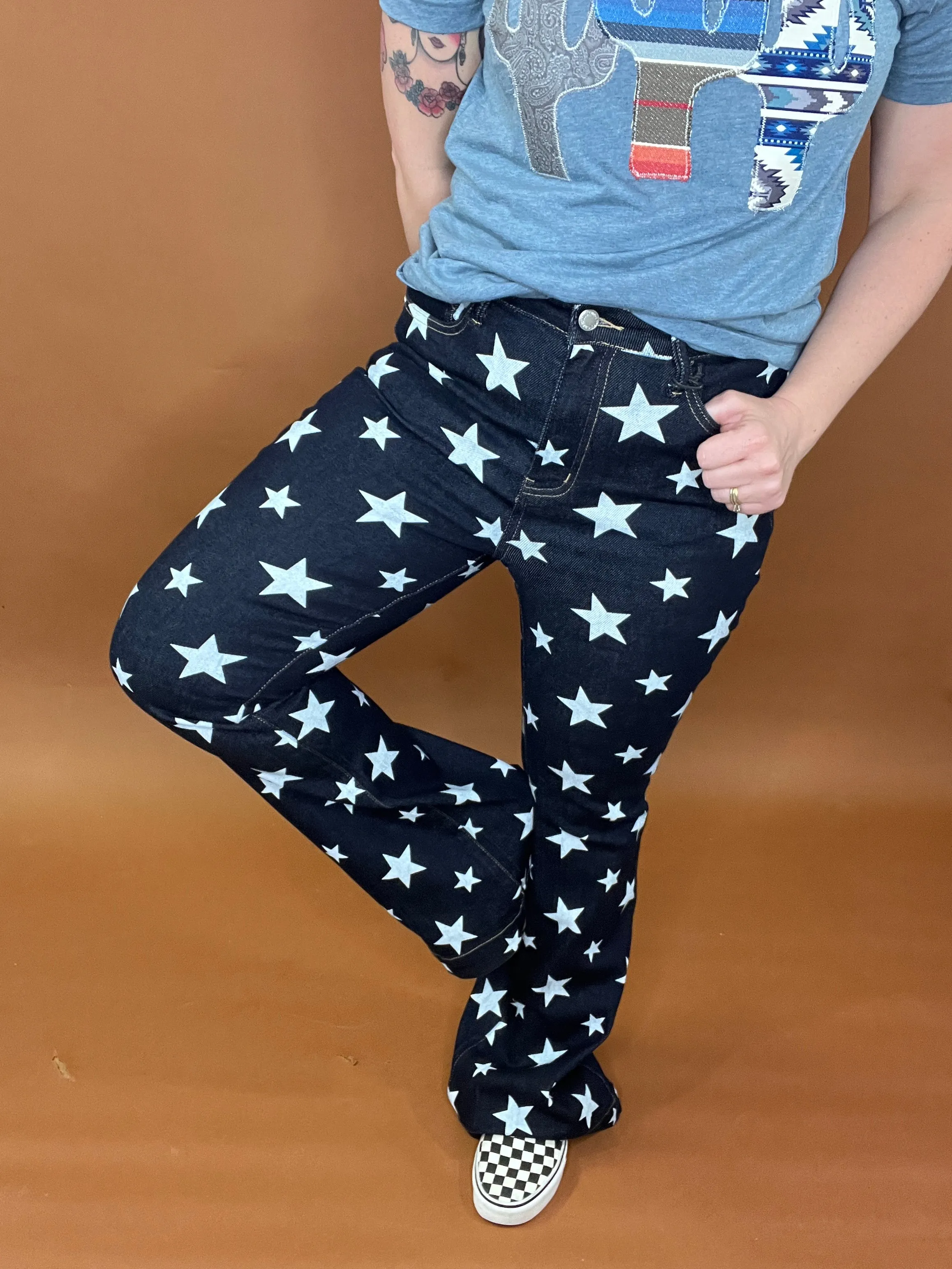 Last Call Stars at Night Flare Jeans